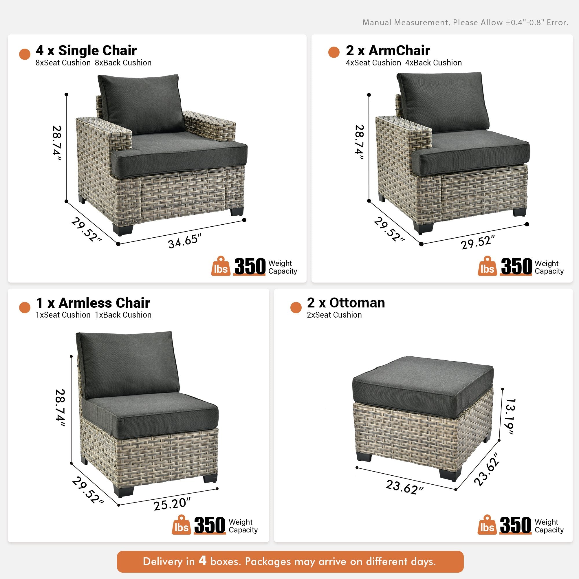 TBS Series - Sectional Patio Furniture Set 8-Piece