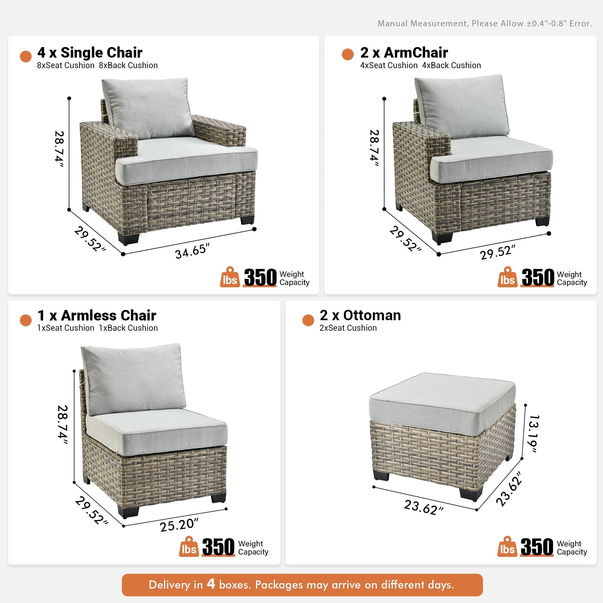 TBS Series - Sectional Patio Furniture Set 8-Piece