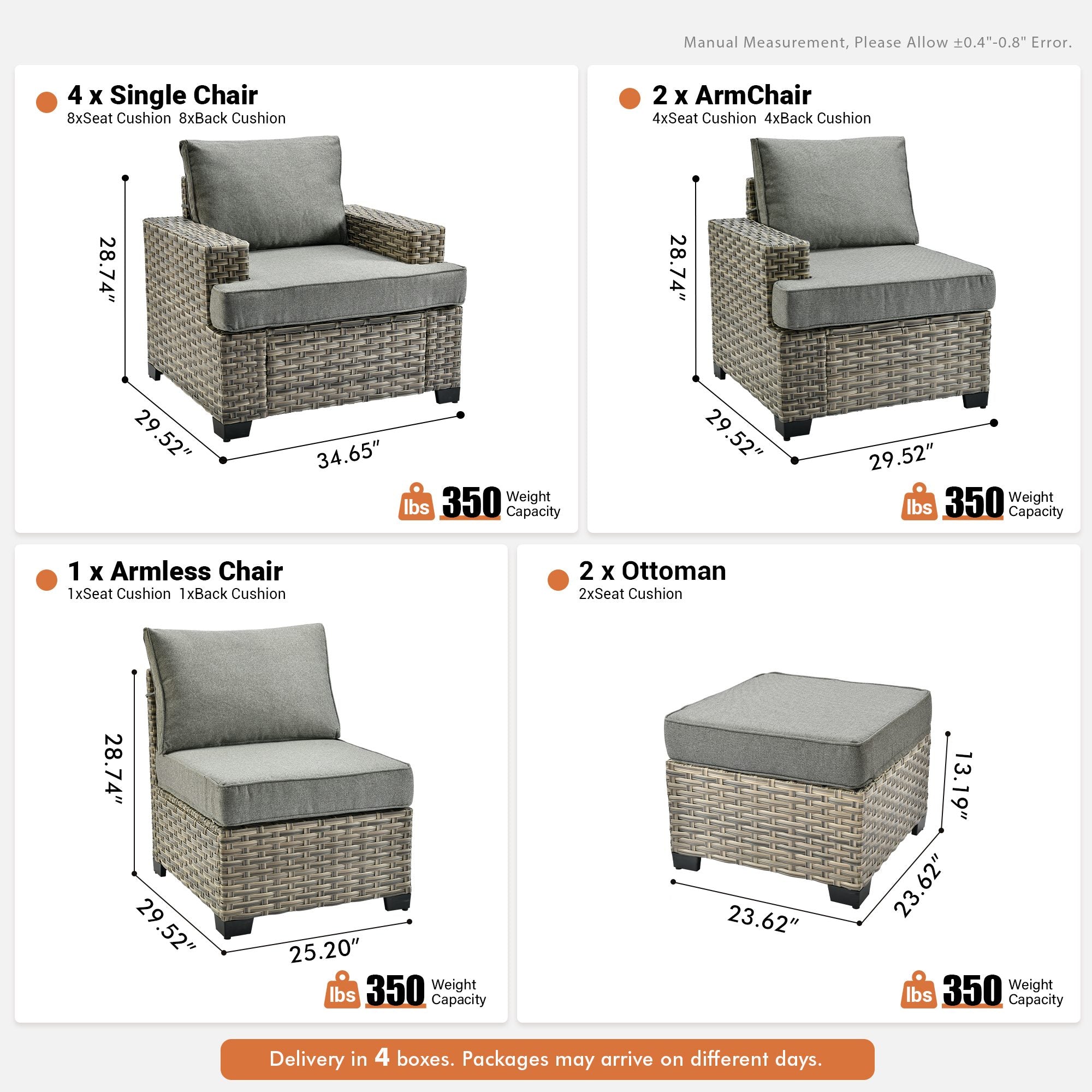 TBS Series - Sectional Patio Furniture Set 8-Piece