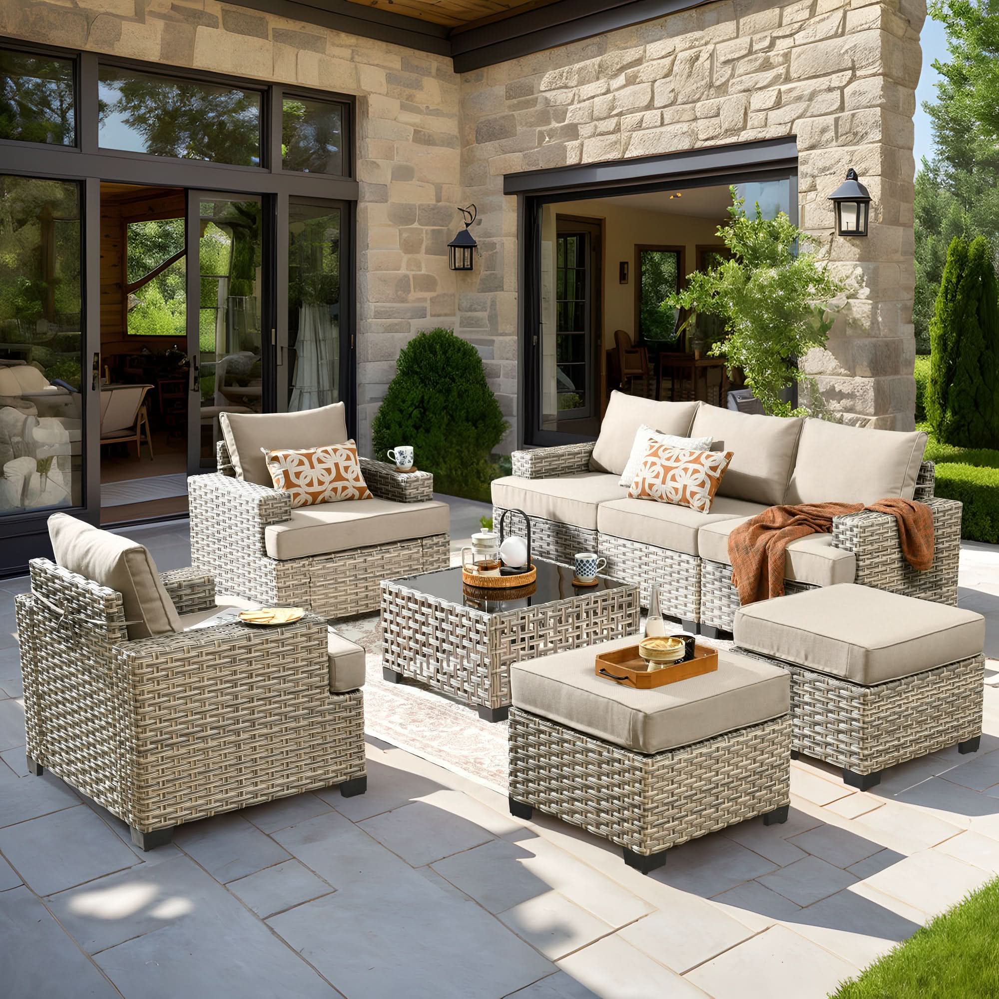 #Color_Coffee Wicker Beige Cushion