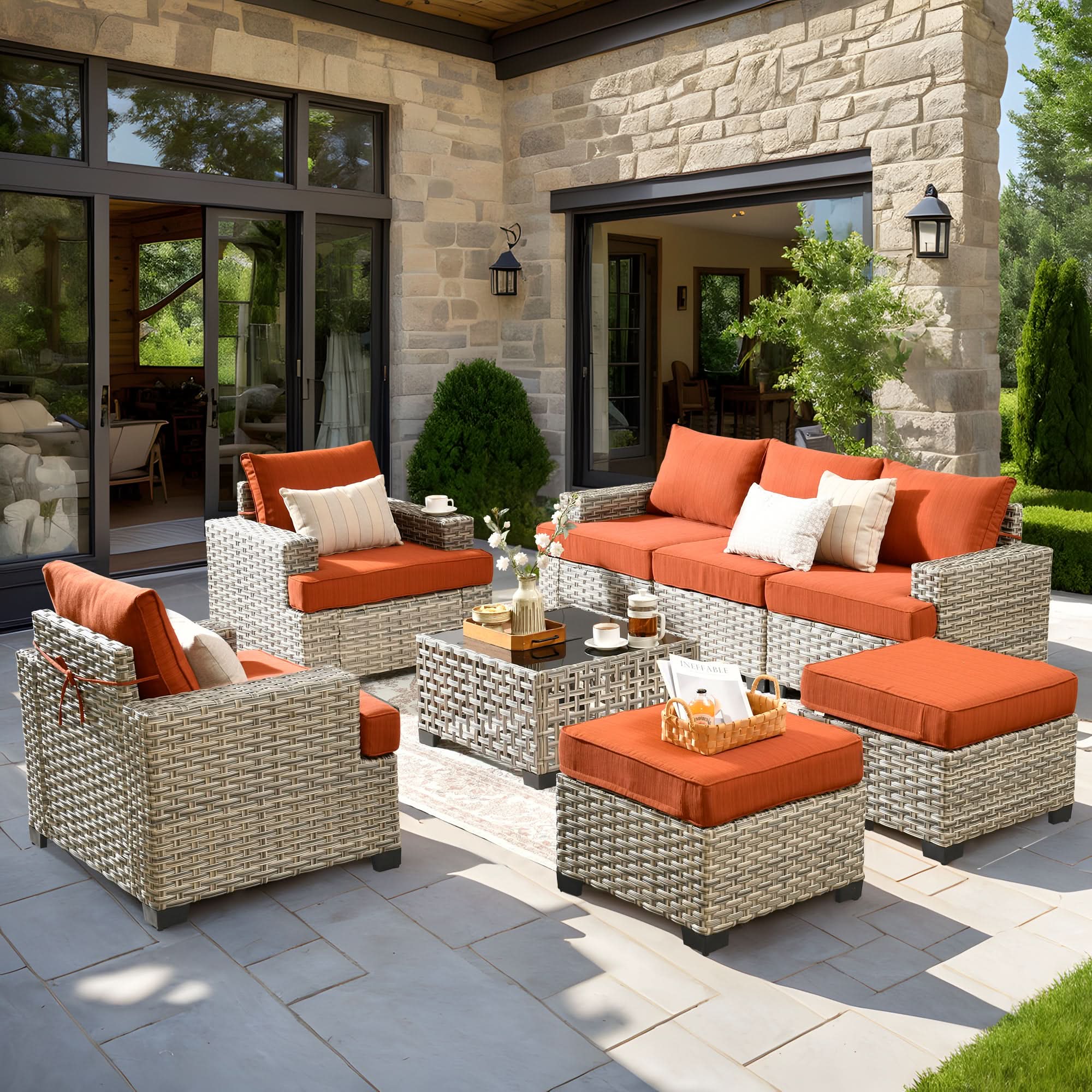 #Color_Coffee Wicker Orange Red Cushion