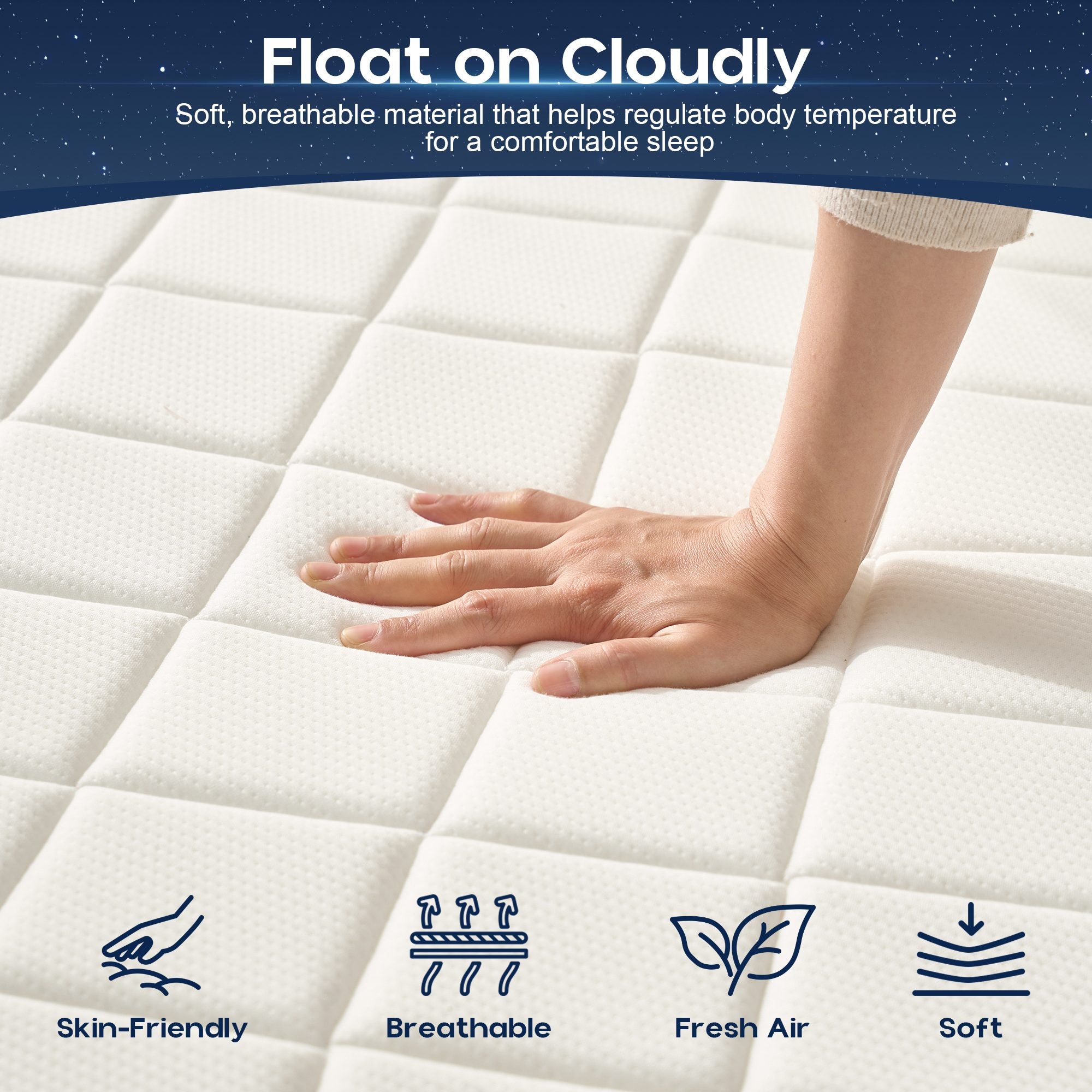 OVIOS Upholstered Bed, No Assembly & Space-Saving for Small Spaces