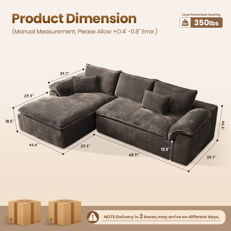 OVIOS 105" Modular Sectional Sofa with Chaise,Deep Seat Cloud Couch, Modern L-Shape