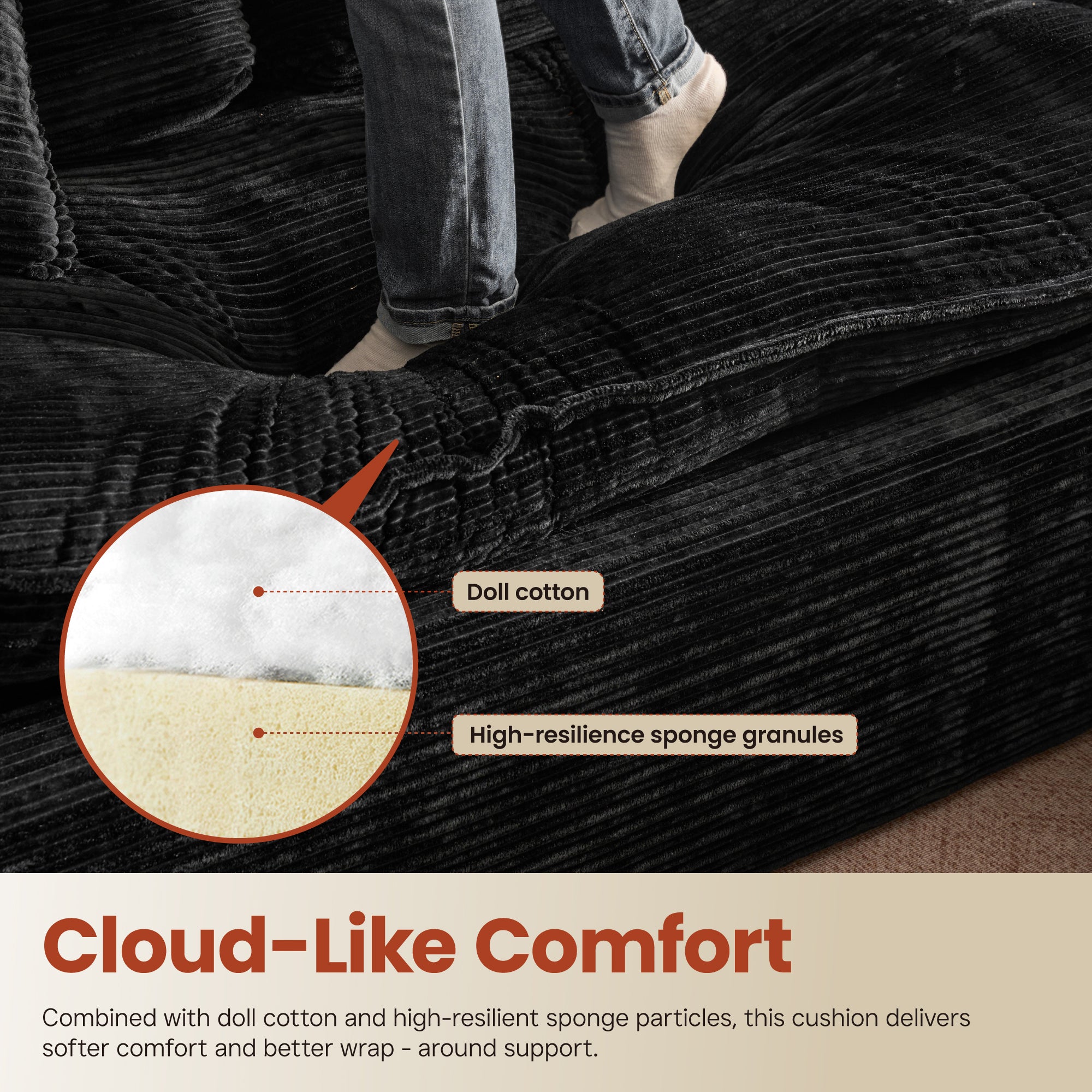 OVIOS 105" Modular Sectional Sofa with Chaise,Deep Seat Cloud Couch, Modern L-Shape