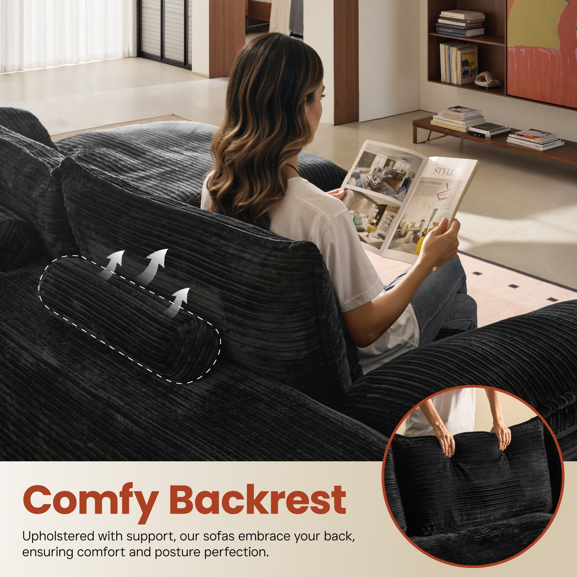 OVIOS 105" Modular Sectional Sofa with Chaise,Deep Seat Cloud Couch, Modern L-Shape