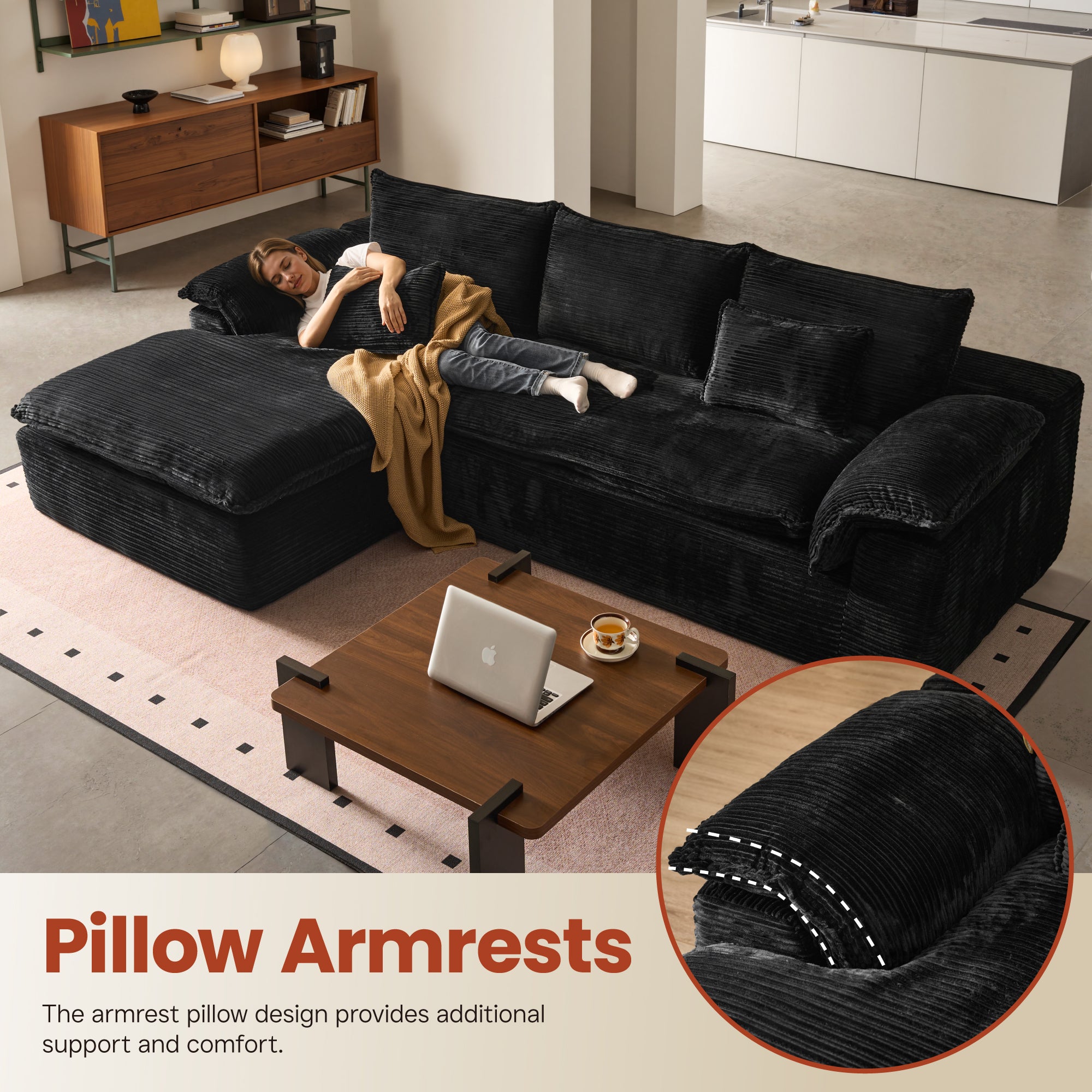 OVIOS 105" Modular Sectional Sofa with Chaise,Deep Seat Cloud Couch, Modern L-Shape