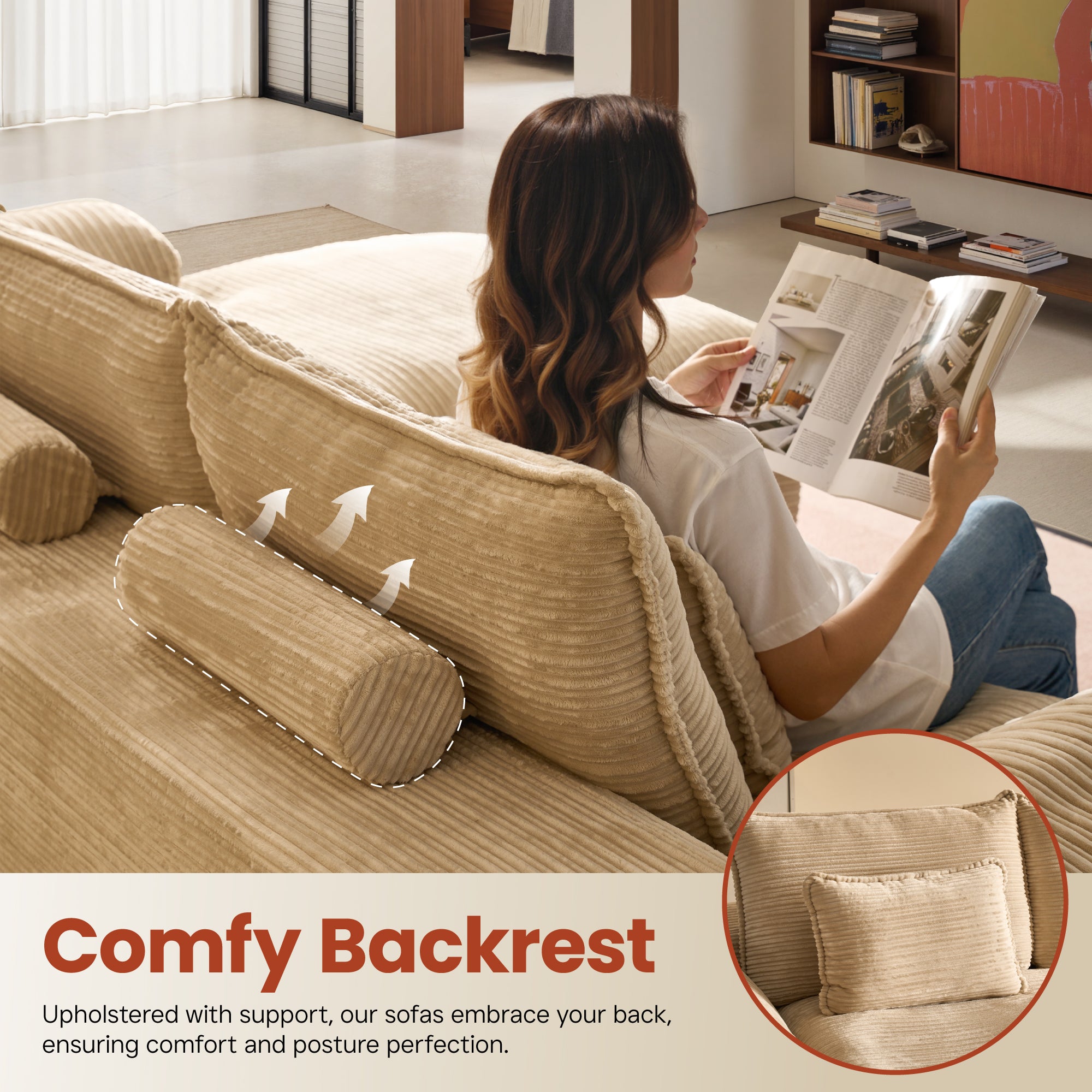 OVIOS 105" Modular Sectional Sofa with Chaise,Deep Seat Cloud Couch, Modern L-Shape