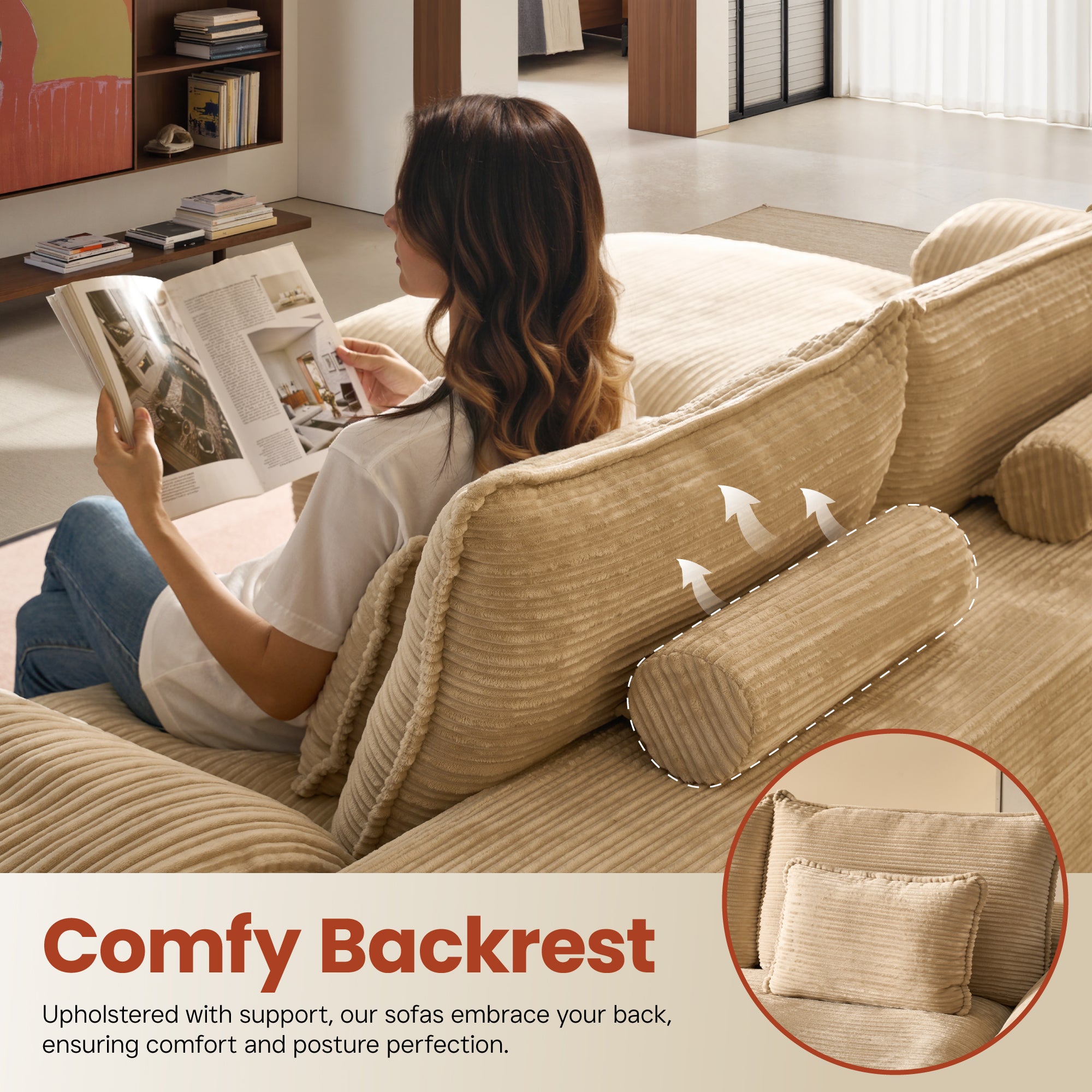 OVIOS 105" Modular Sectional Sofa with Chaise,Deep Seat Cloud Couch, Modern L-Shape