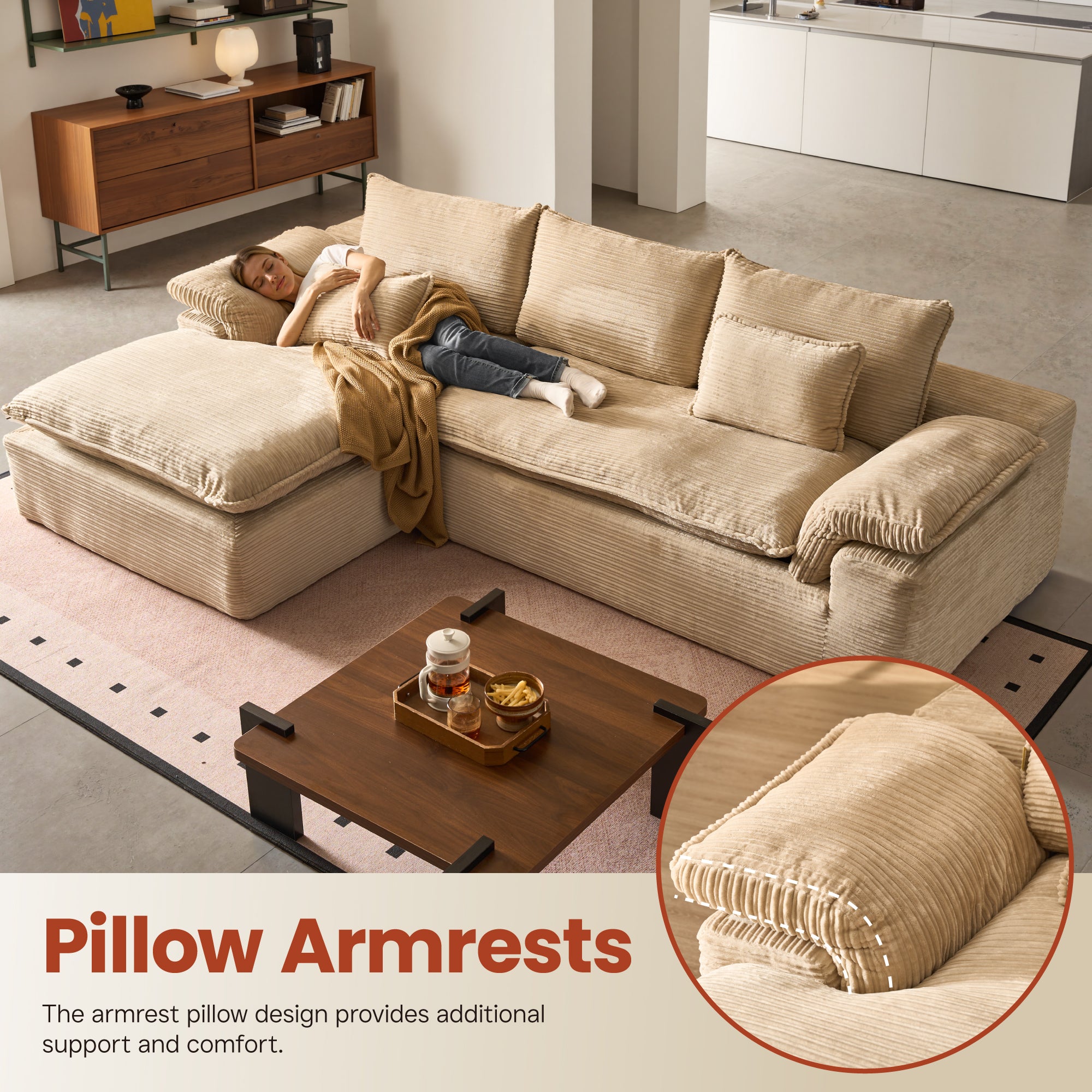 OVIOS 105" Modular Sectional Sofa with Chaise,Deep Seat Cloud Couch, Modern L-Shape