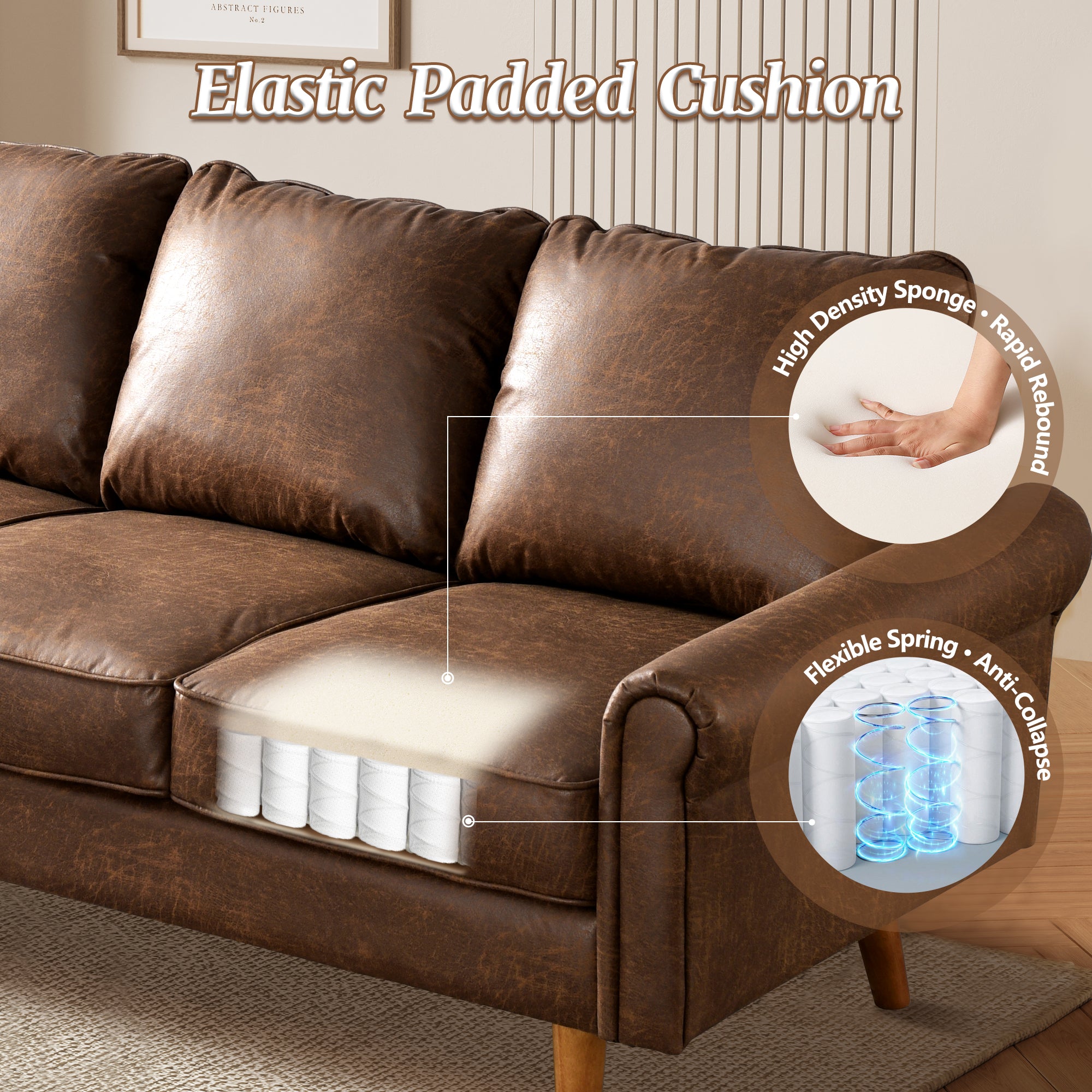 OVIOS 73.6'' Mid Century Style Sofa 3 Seater