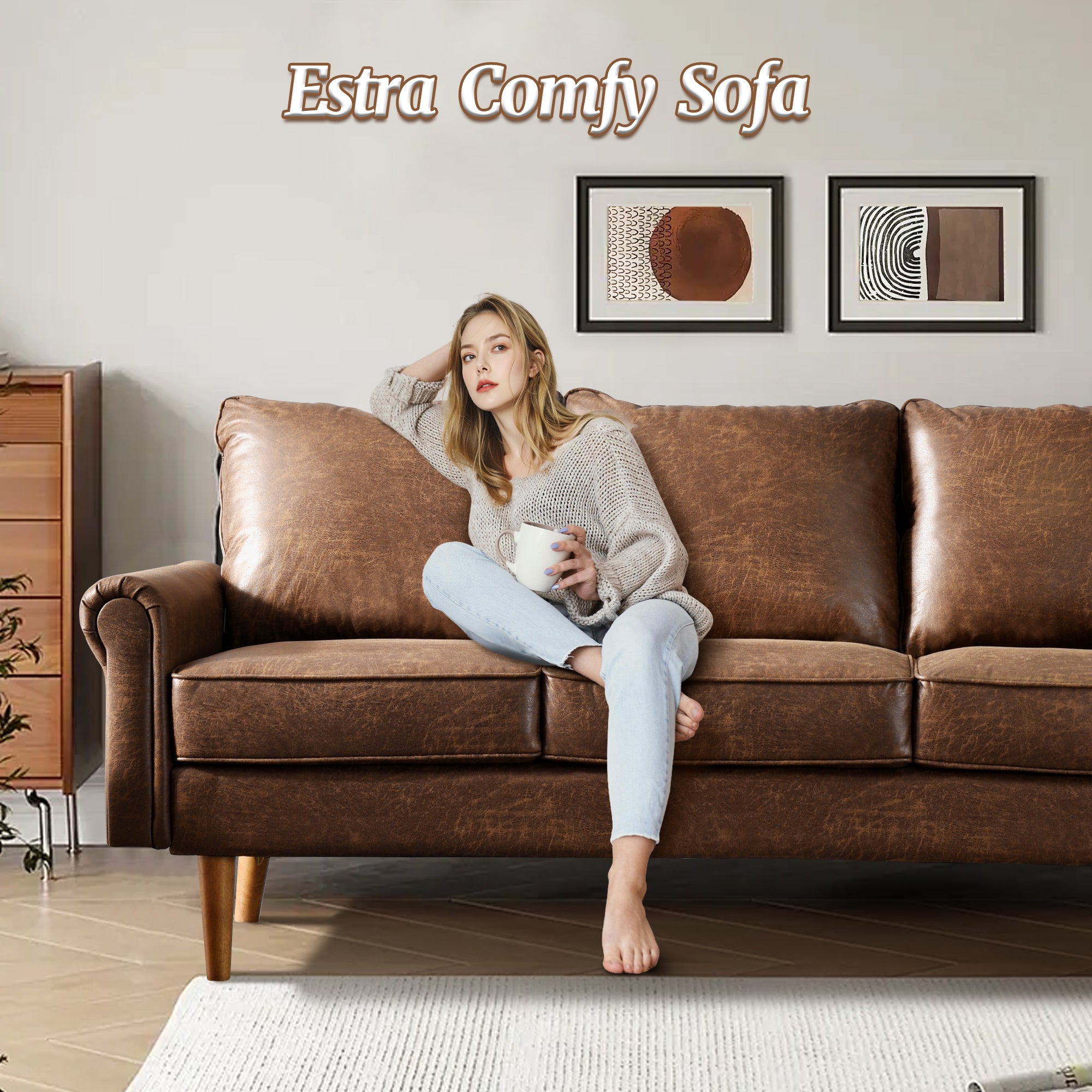 OVIOS 73.6'' Mid Century Style Sofa 3 Seater