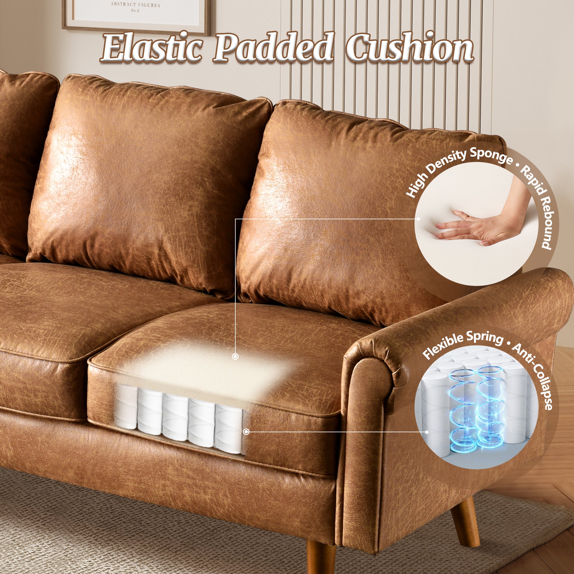 OVIOS 73.6'' Mid Century Style Sofa 3 Seater