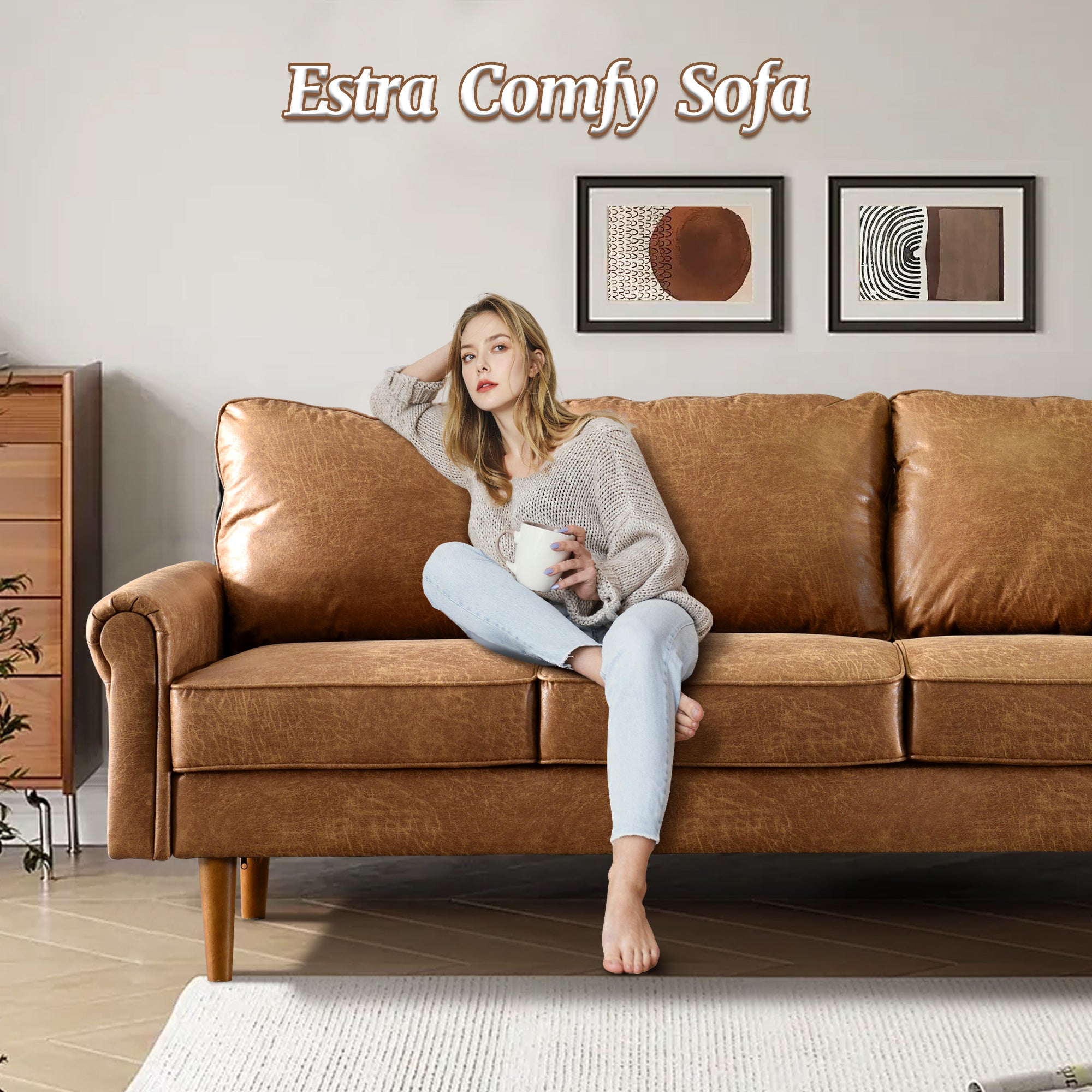 OVIOS 73.6'' Mid Century Style Sofa 3 Seater