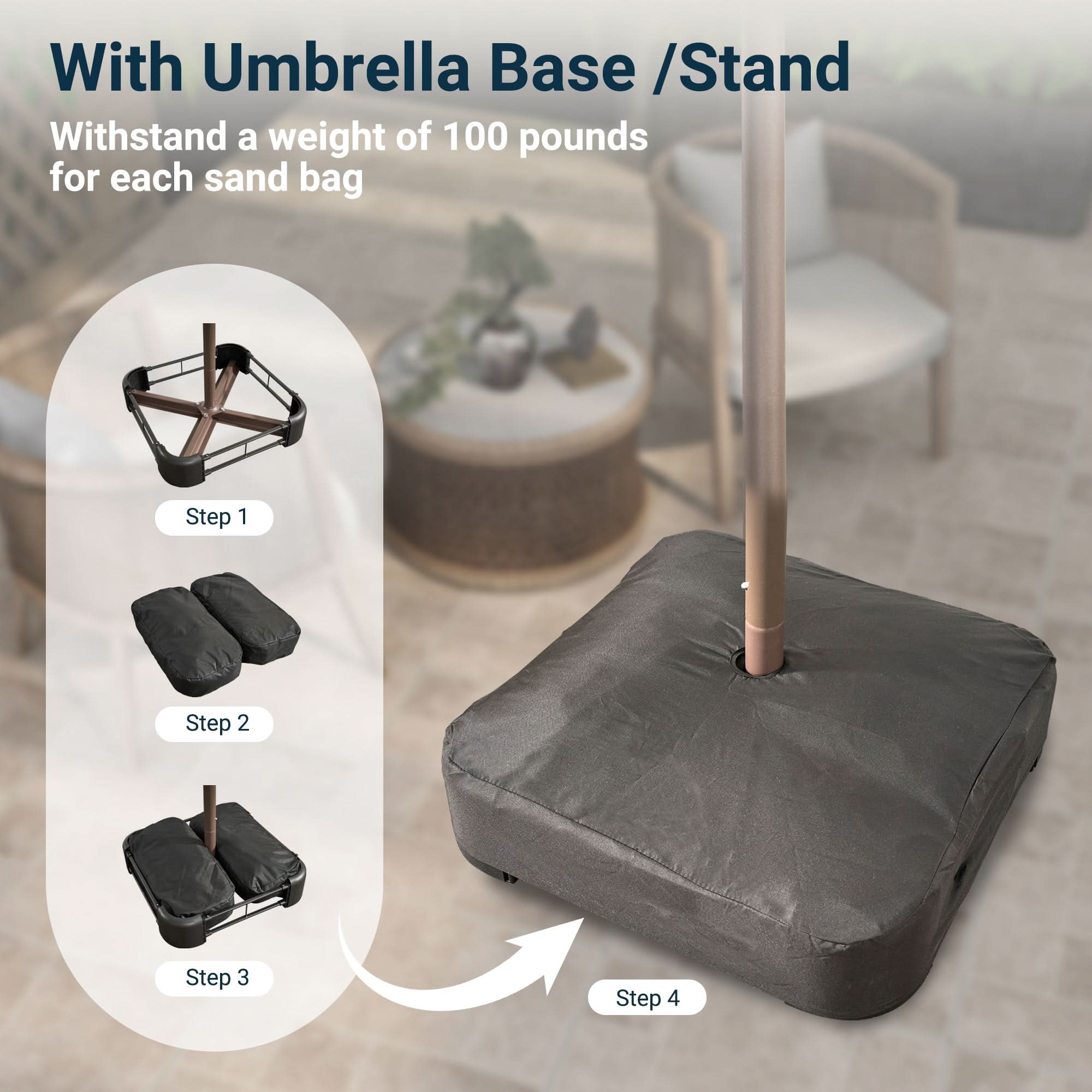 OVIOS 15FT Double-Sided Patio Market Umbrella with Base