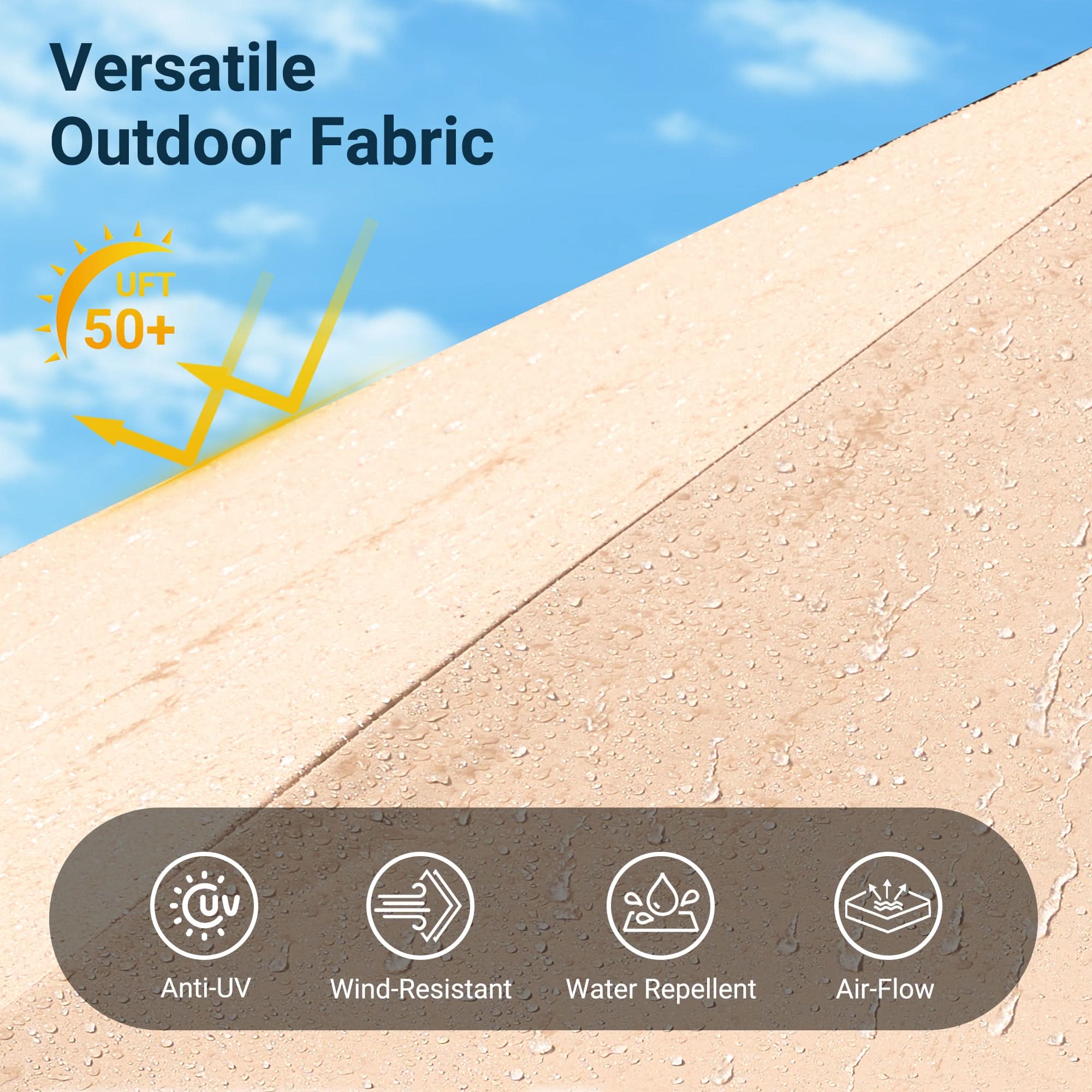 OVIOS 15FT Double-Sided Patio Market Umbrella with Base