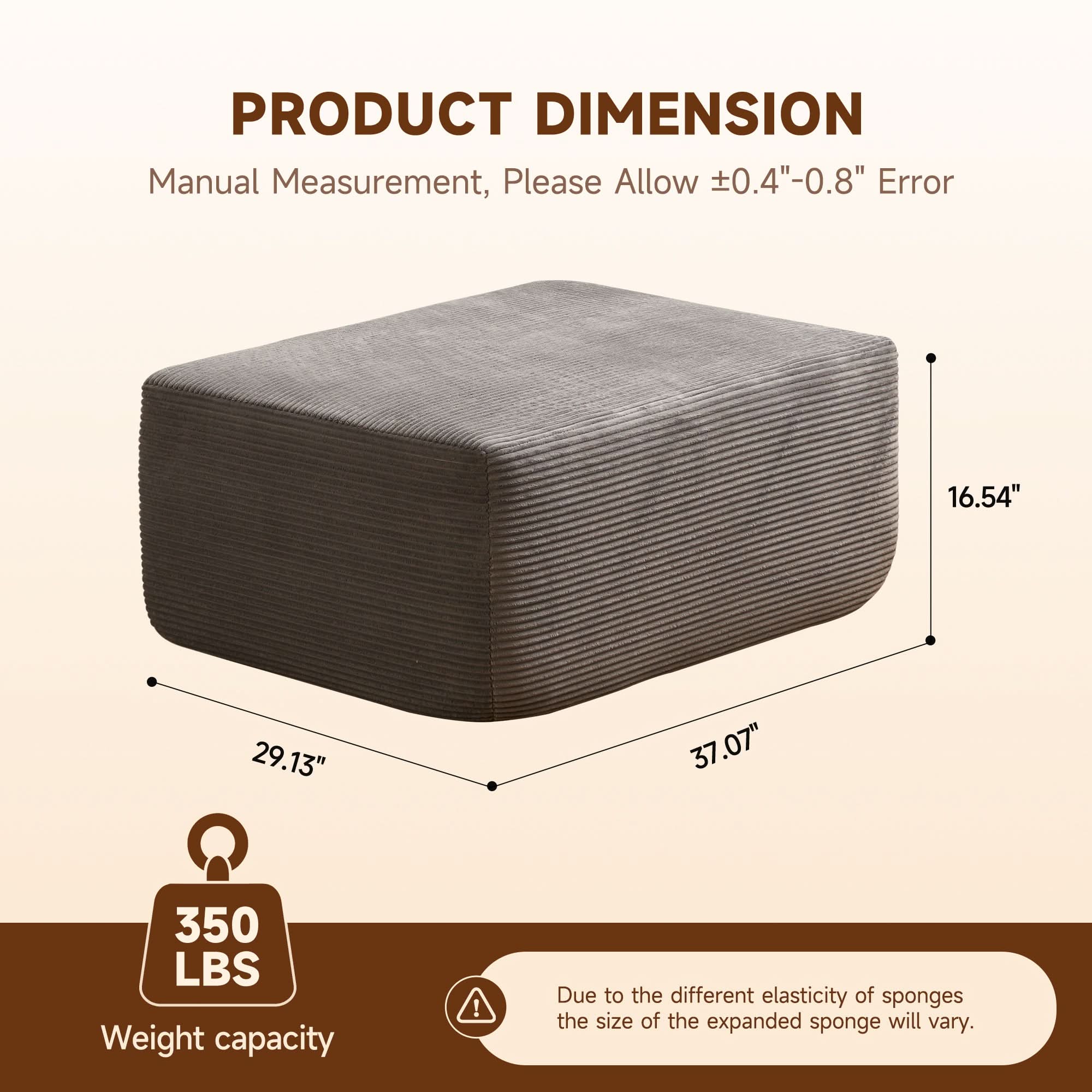 OVIOS 104-inch L-Shaped Sectional Sofa Ottoman