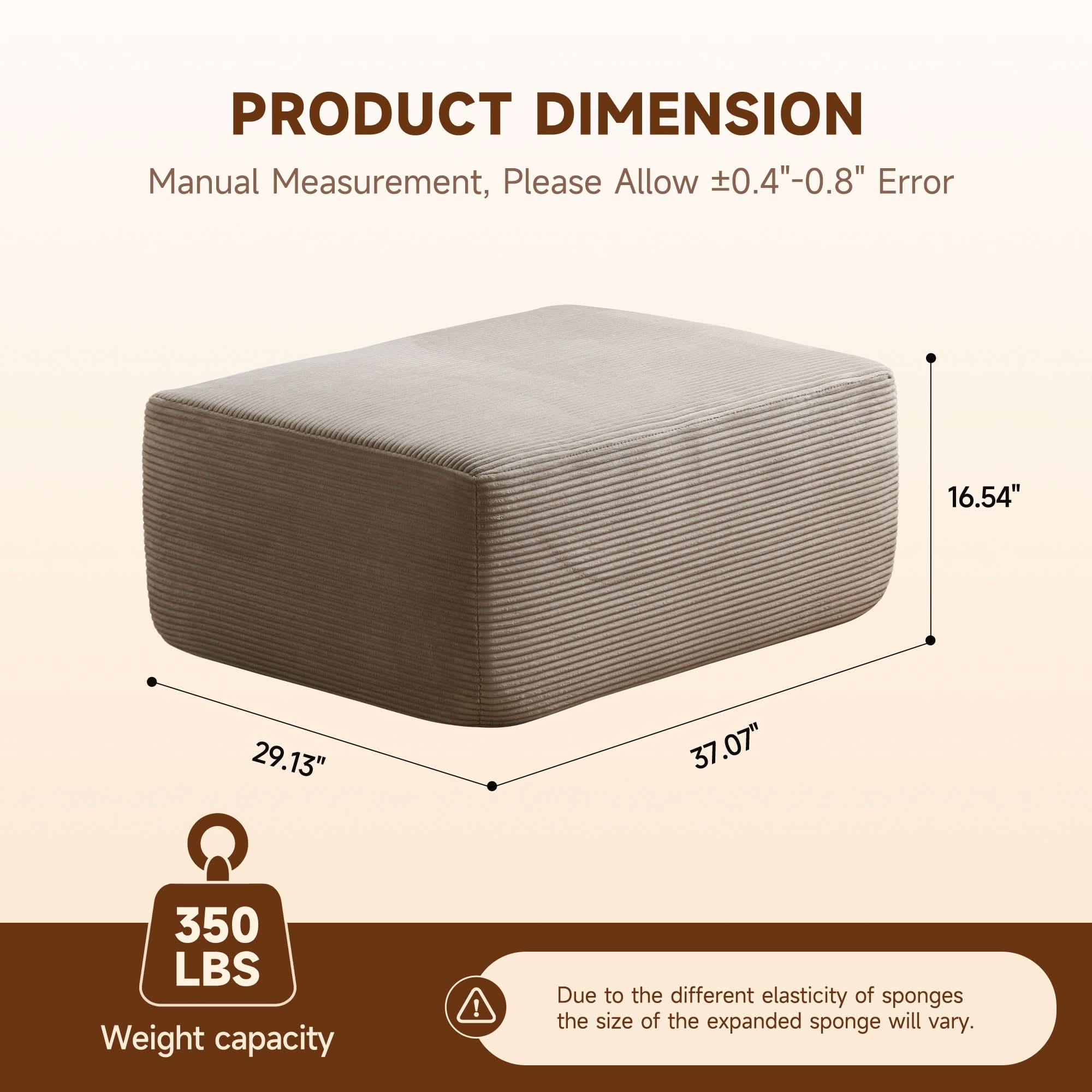 OVIOS 104-inch L-Shaped Sectional Sofa Ottoman