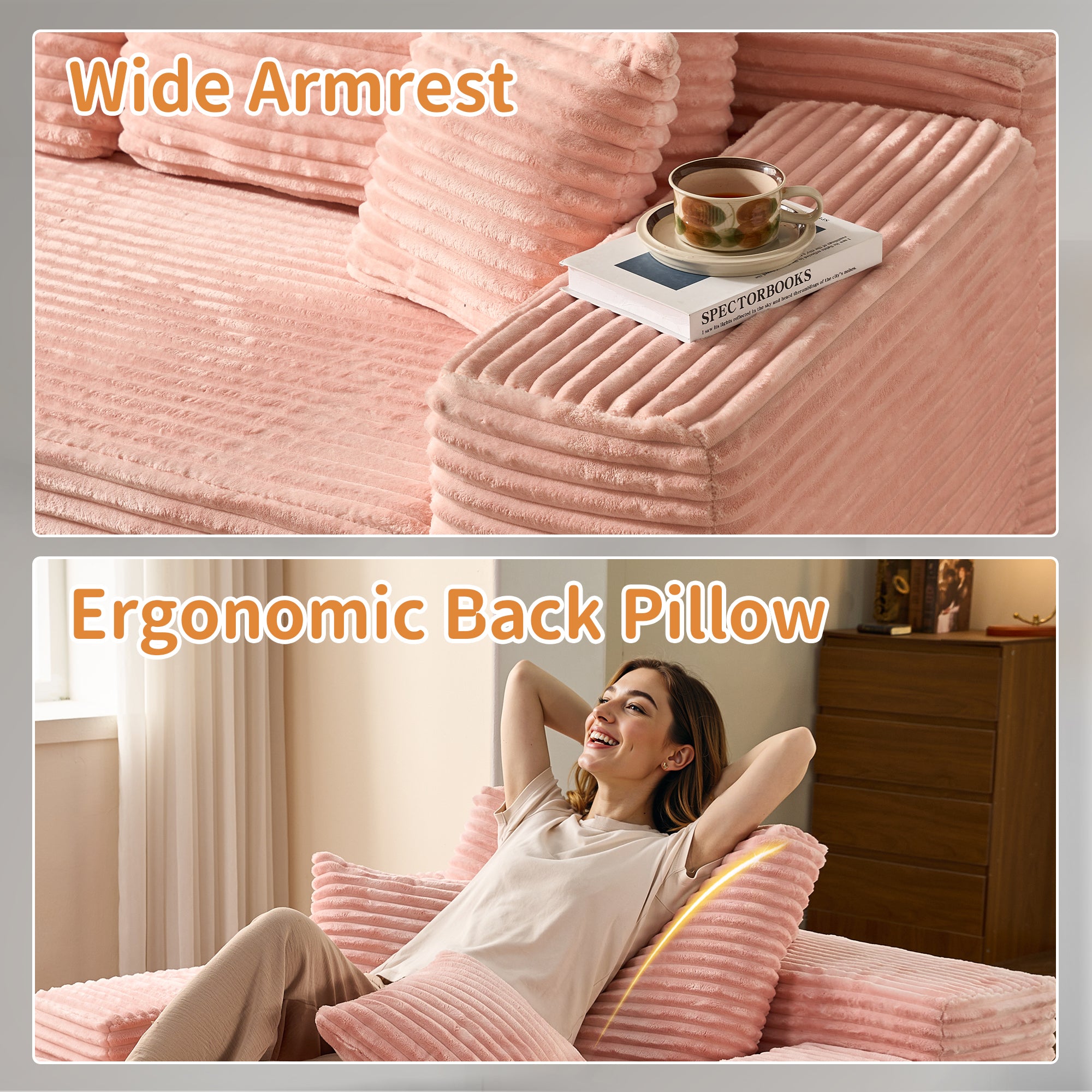 OVIOS Cloud Sectional Couch with Comfy Chaise