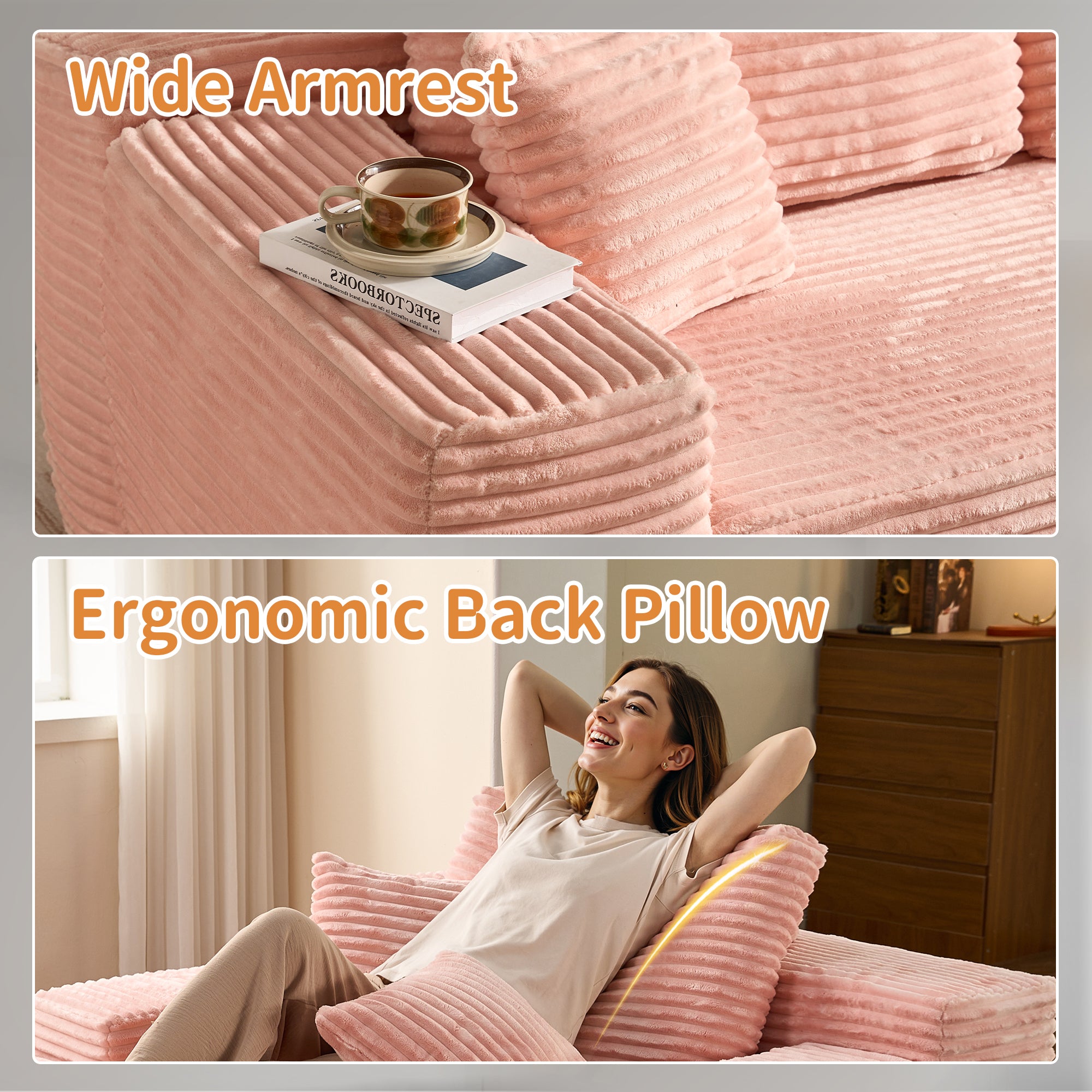 OVIOS Cloud Sectional Couch with Comfy Chaise