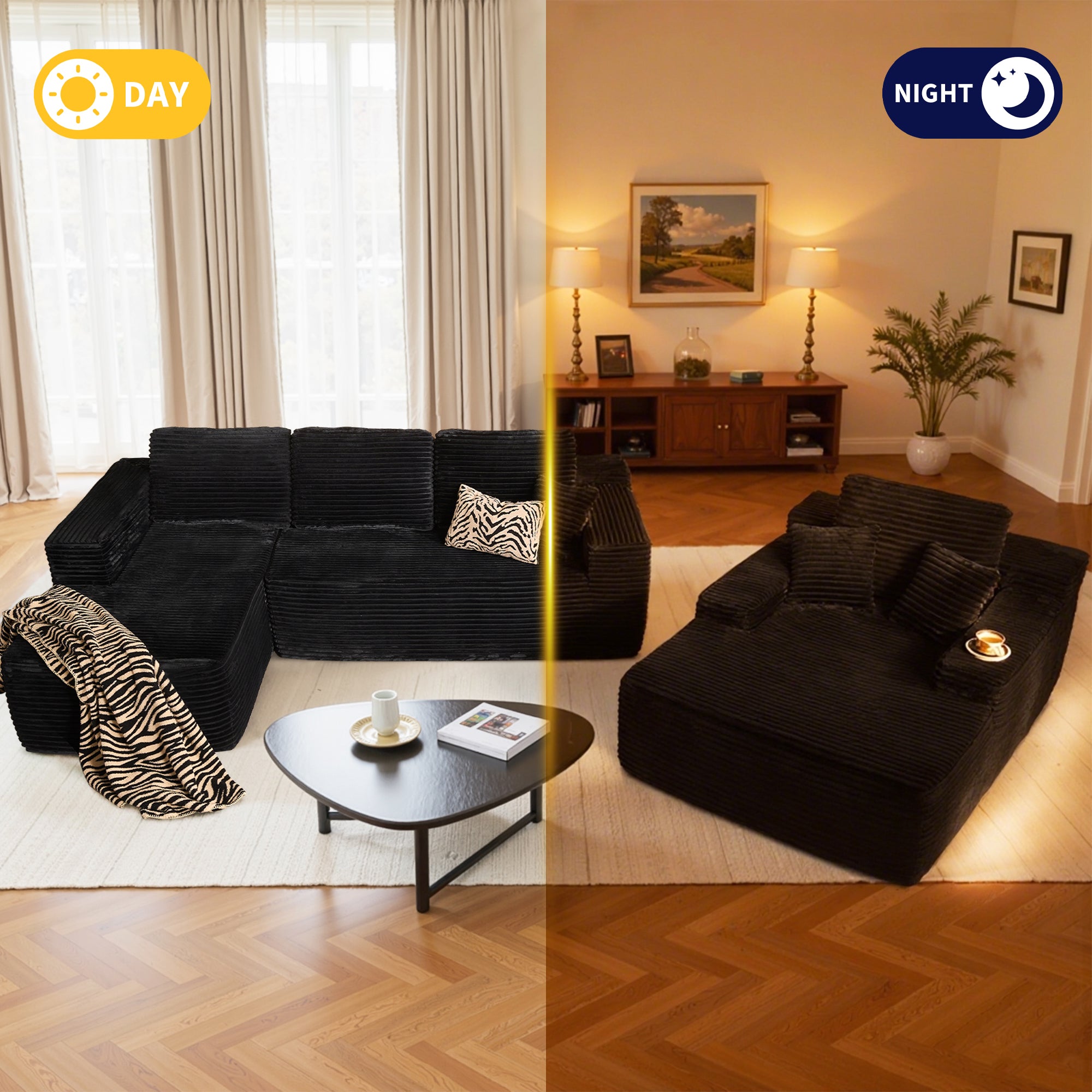 OVIOS Cloud Sectional Couch with Comfy Chaise