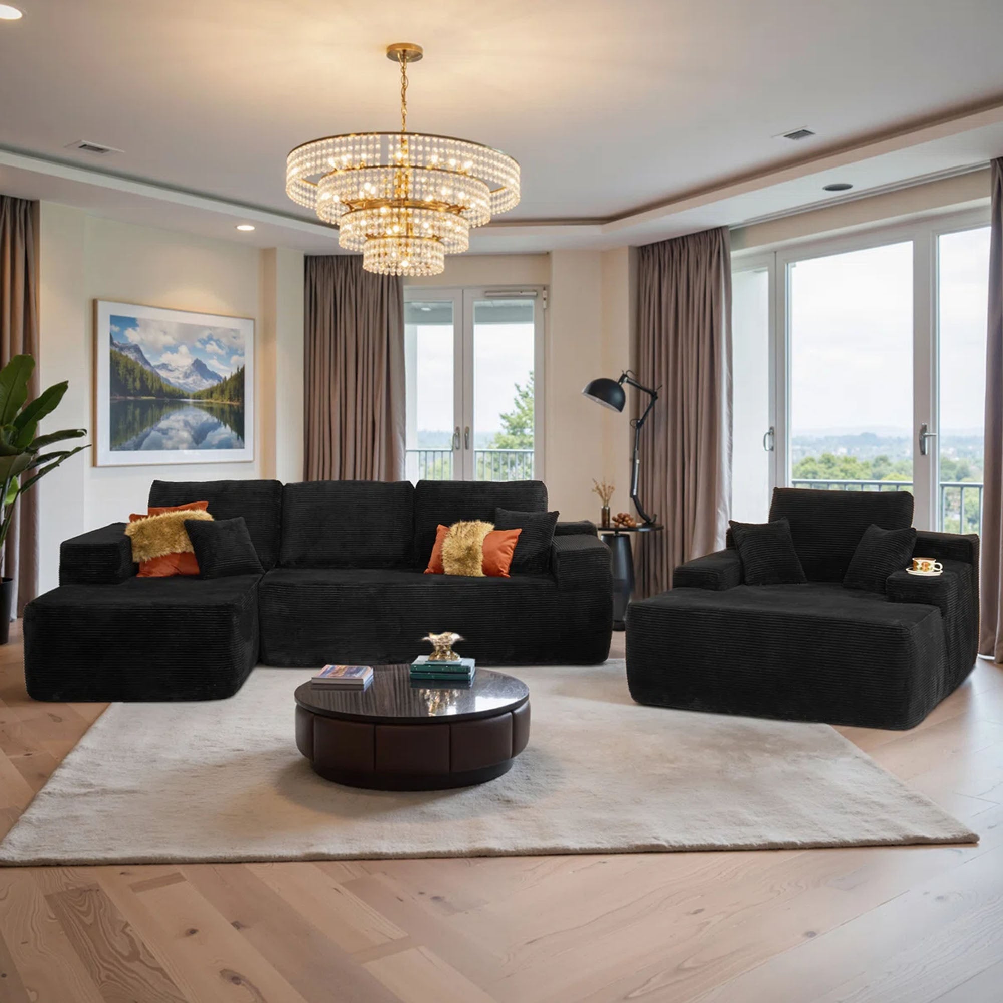 OVIOS Cloud Sectional Couch with Comfy Chaise