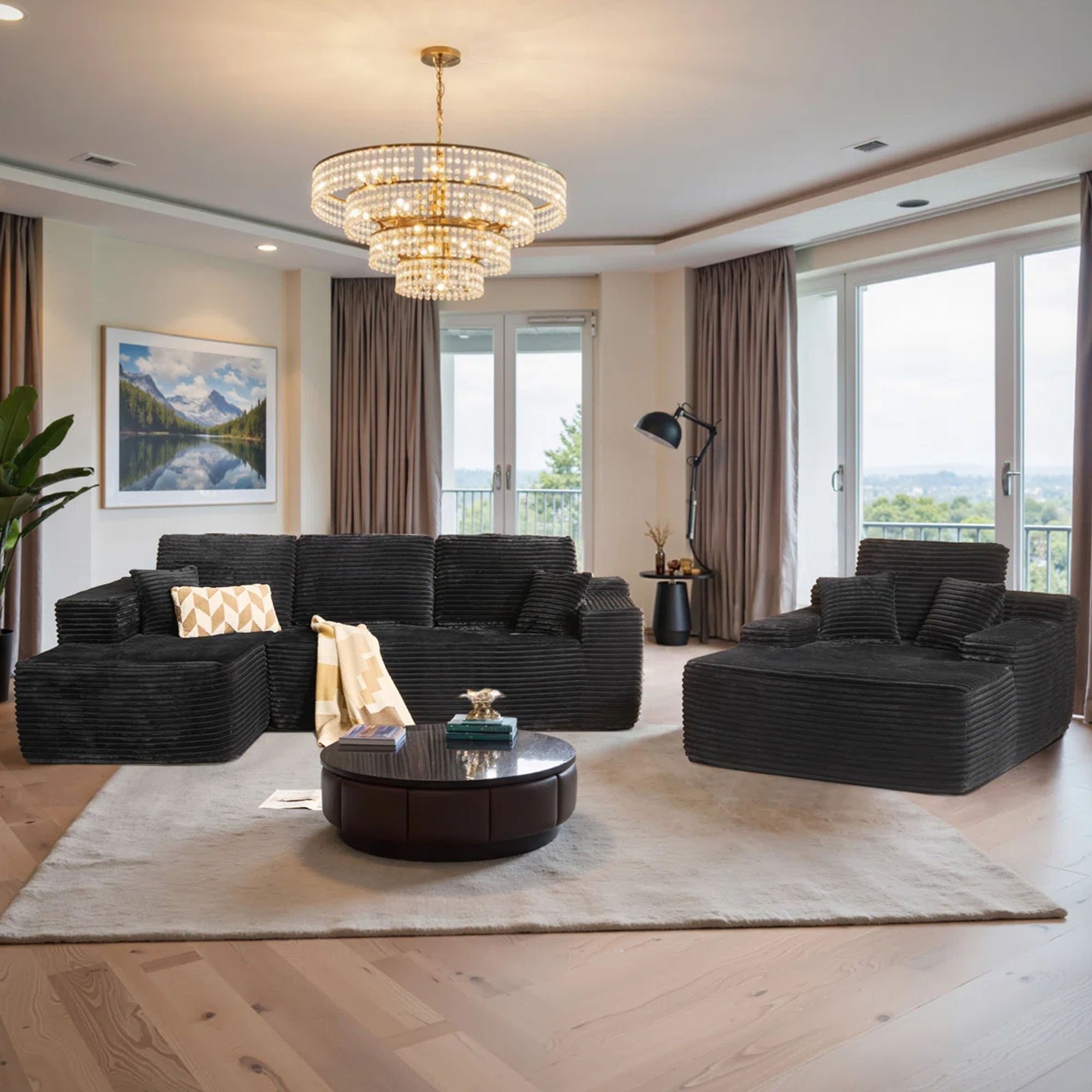 OVIOS Cloud Sectional Couch with Comfy Chaise