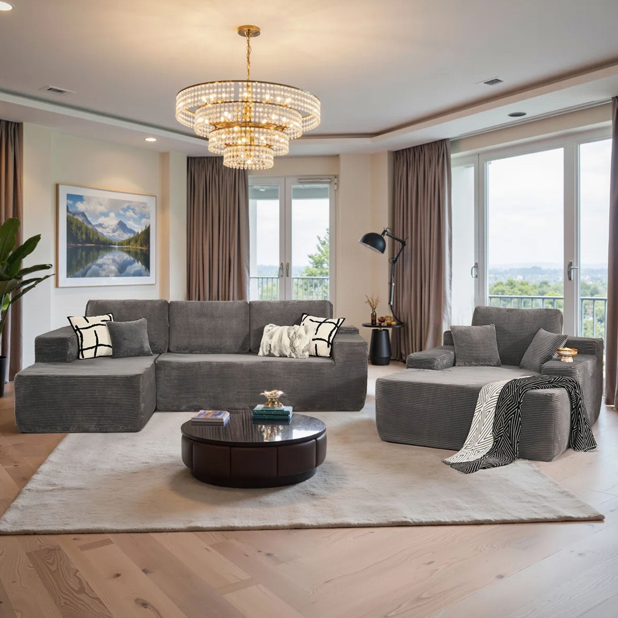 OVIOS Cloud Sectional Couch with Comfy Chaise