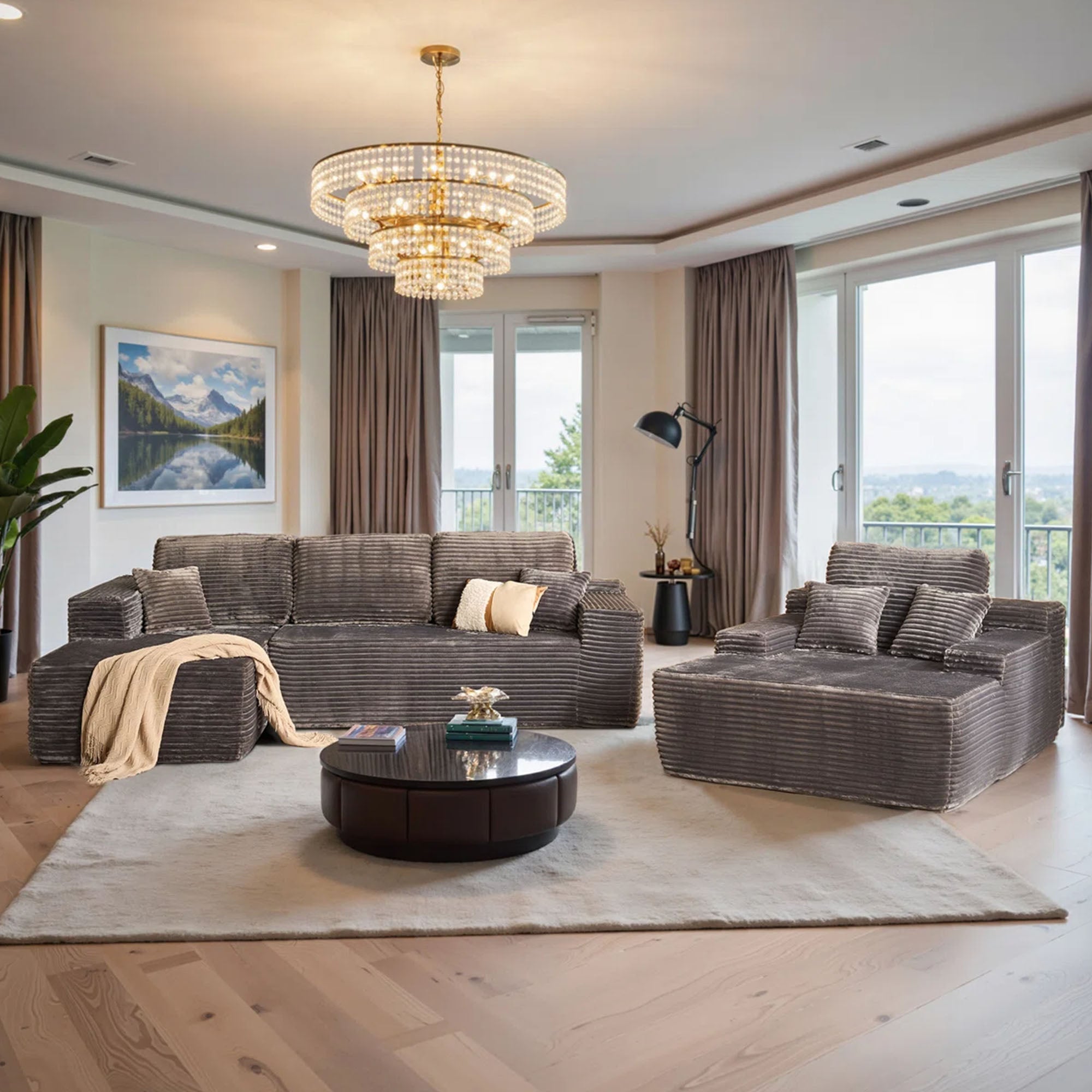 OVIOS Cloud Sectional Couch with Comfy Chaise