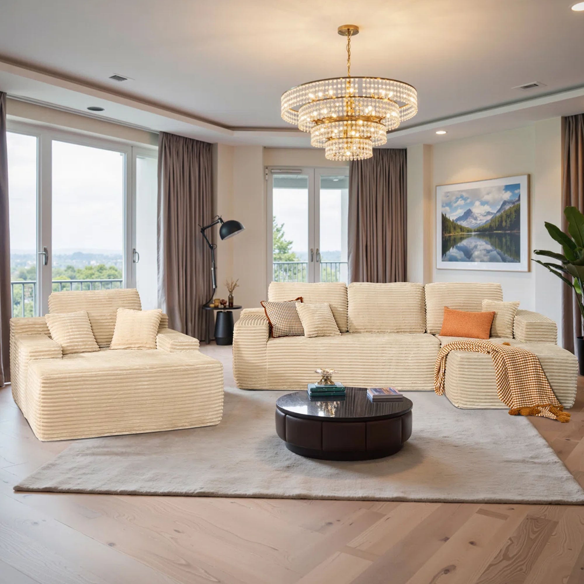 OVIOS Cloud Sectional Couch with Comfy Chaise