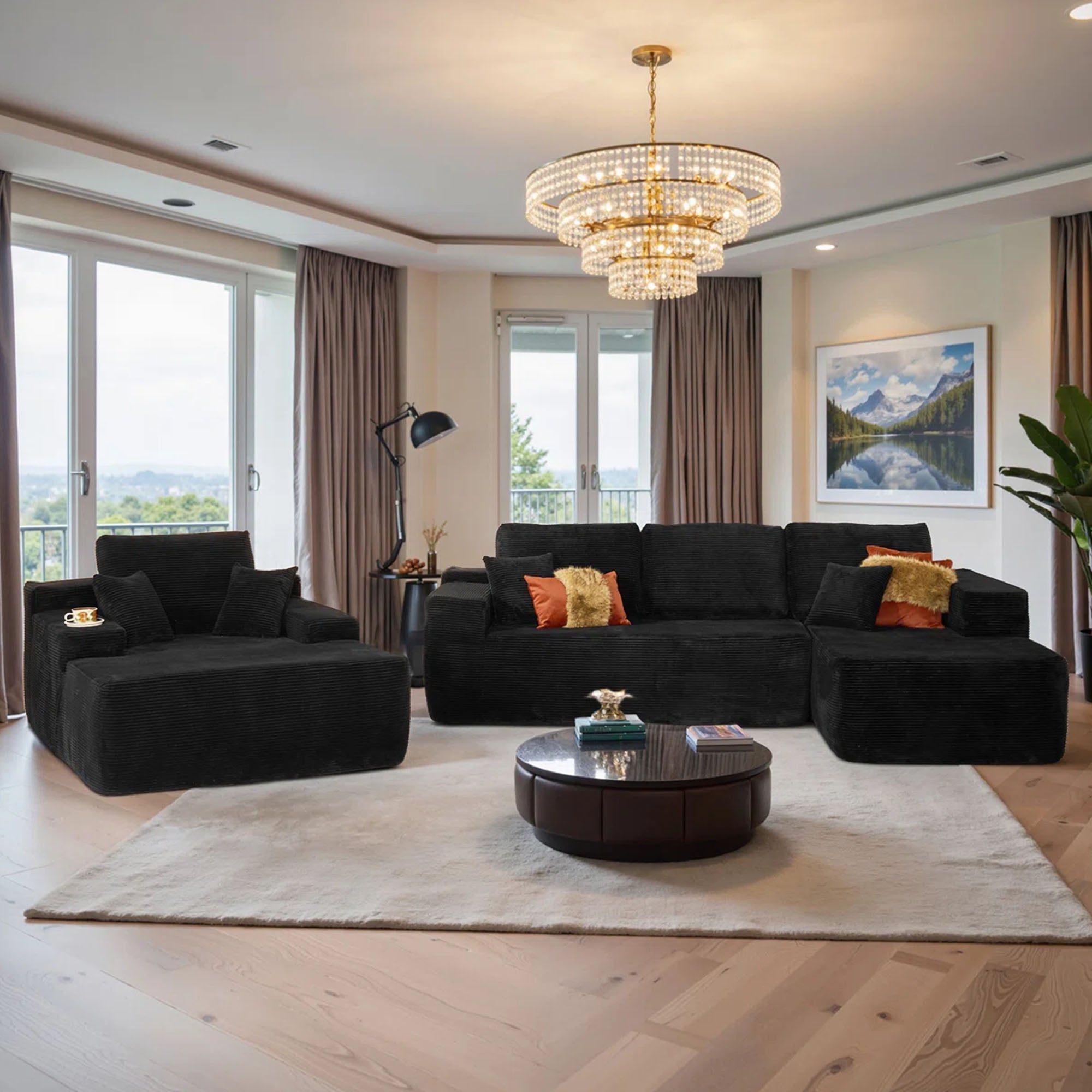 OVIOS Cloud Sectional Couch with Comfy Chaise