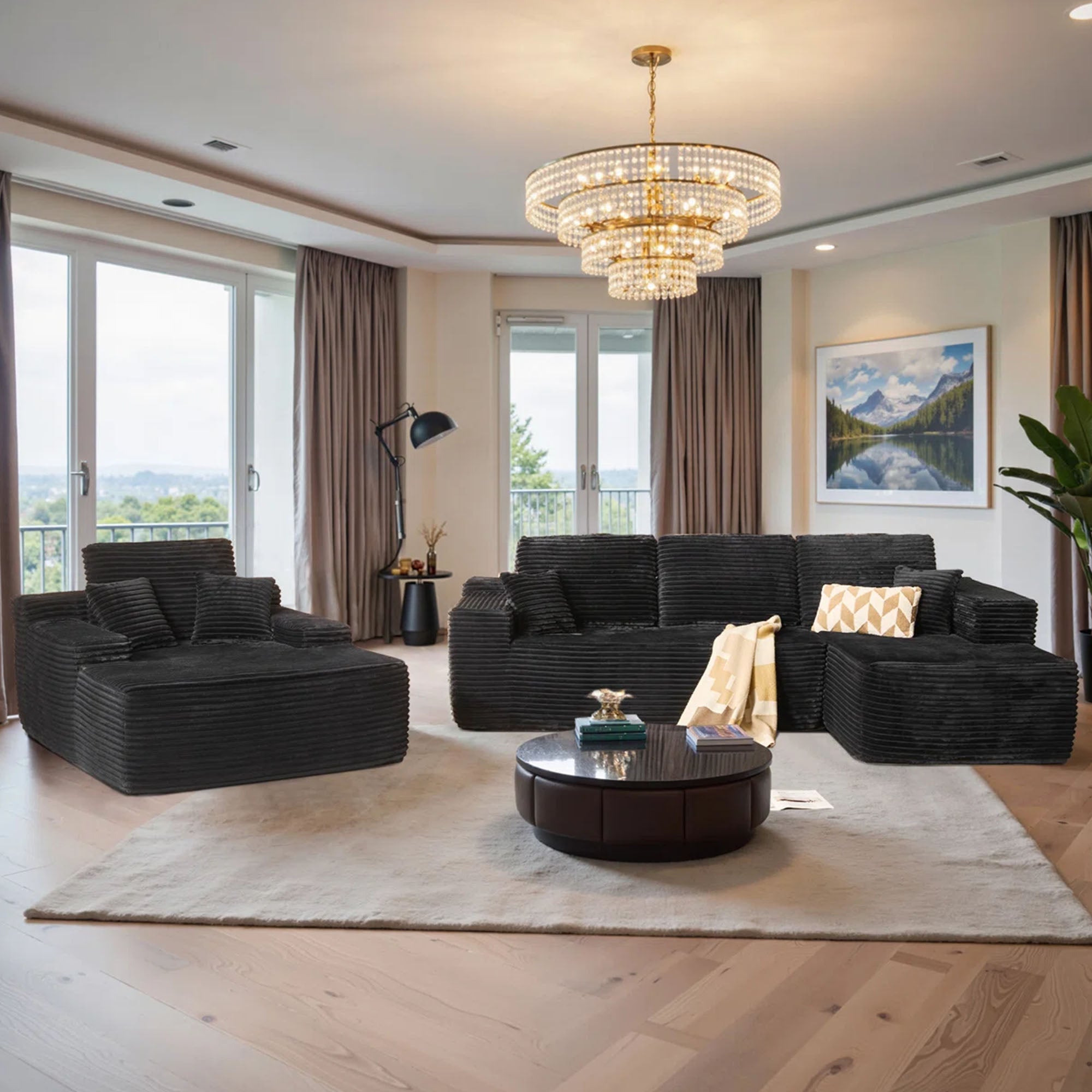 OVIOS Cloud Sectional Couch with Comfy Chaise