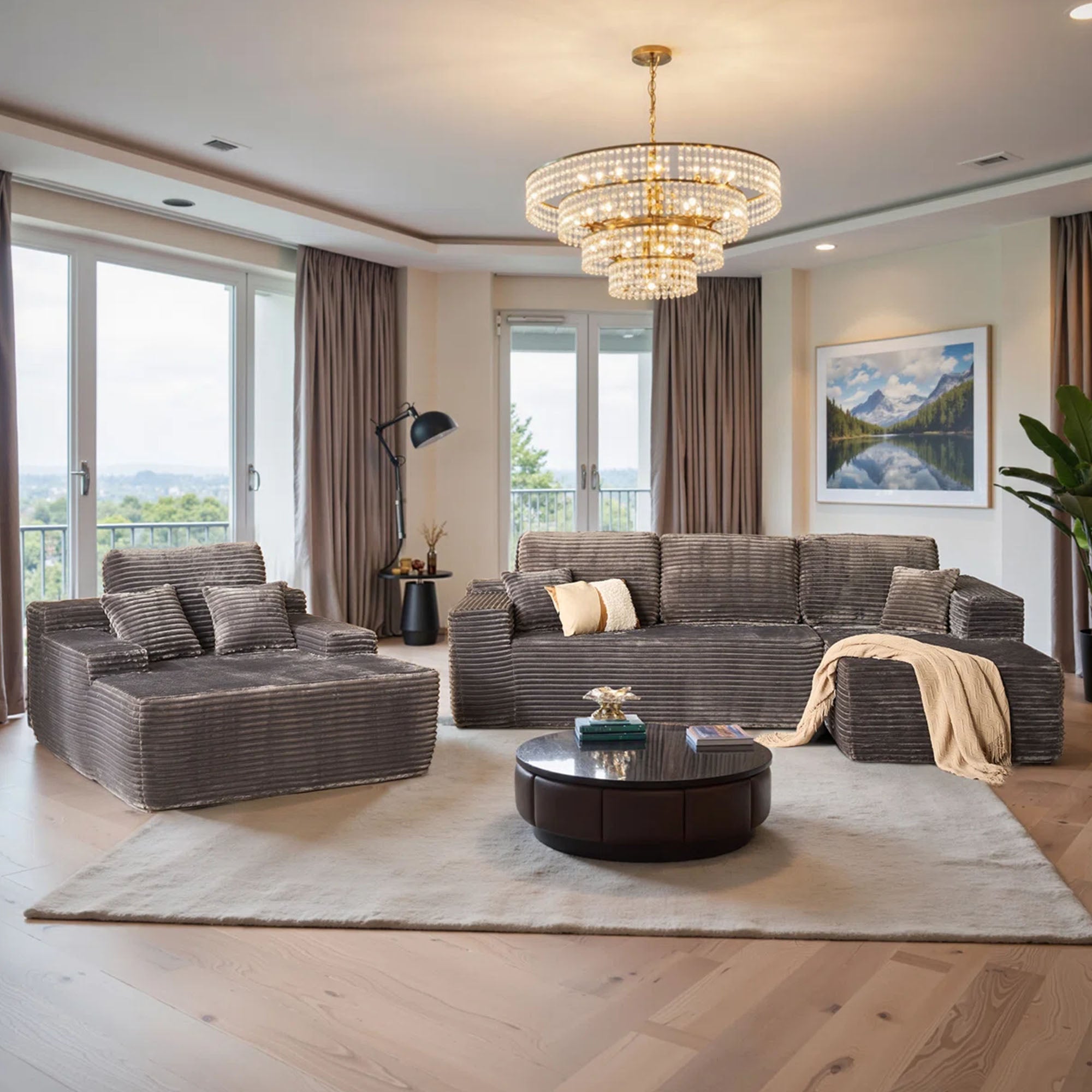 OVIOS Cloud Sectional Couch with Comfy Chaise