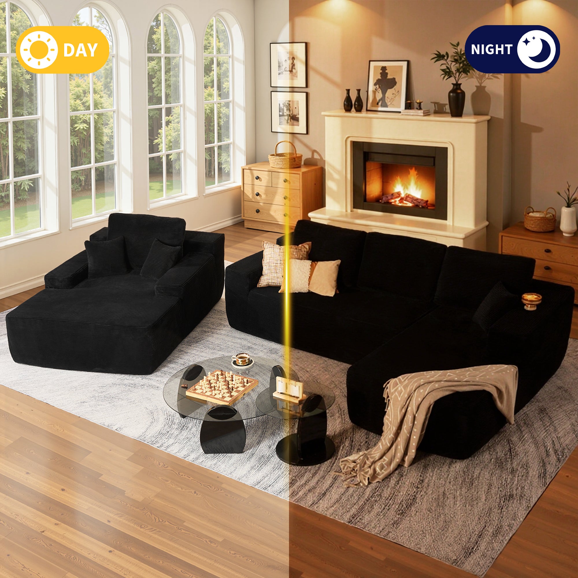 OVIOS Cloud Sectional Couch with Comfy Chaise
