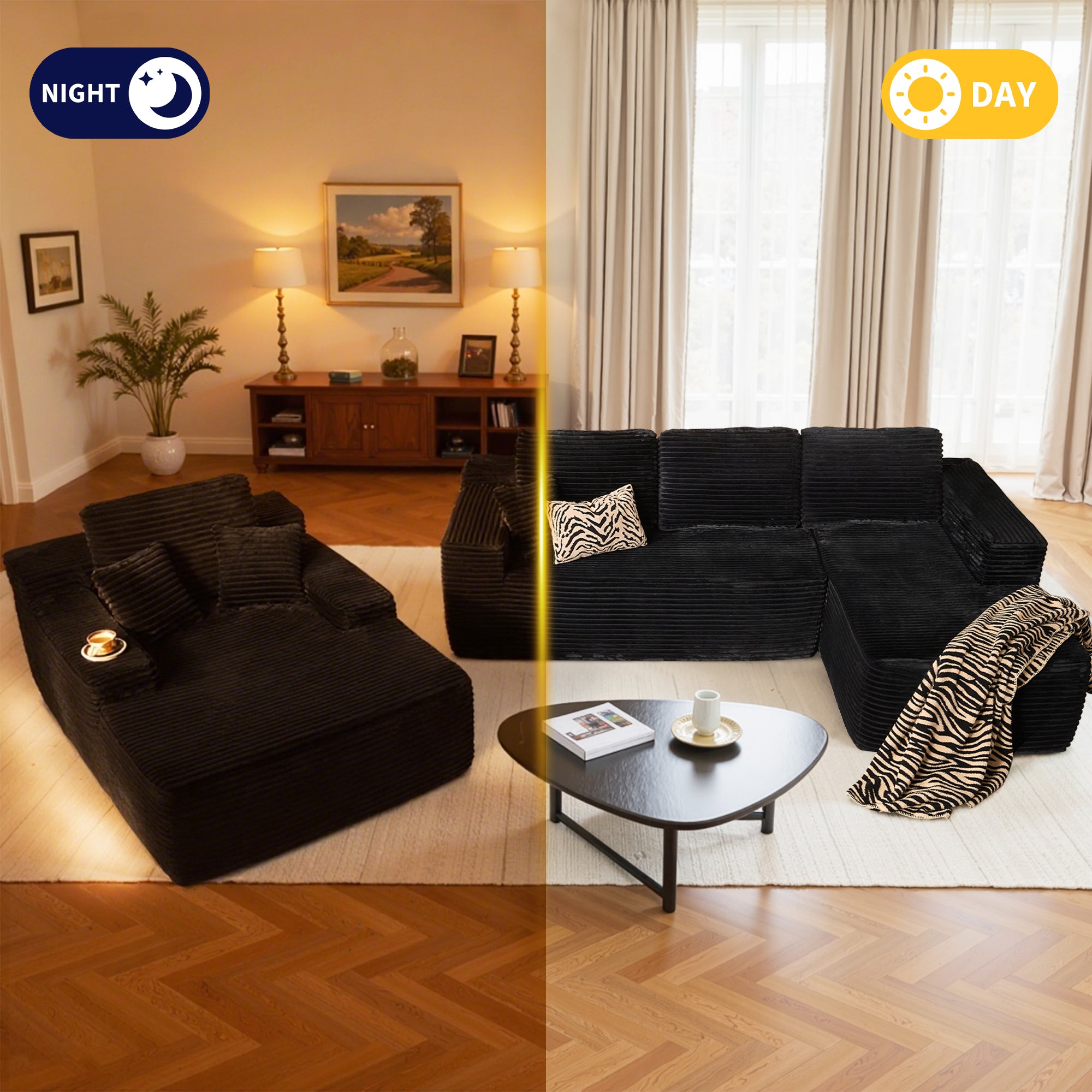 OVIOS Cloud Sectional Couch with Comfy Chaise