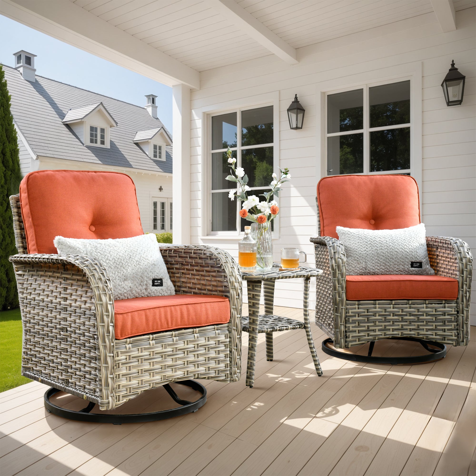 OVIOS VNC Series Patio Swivel Chair 3-Piece Set