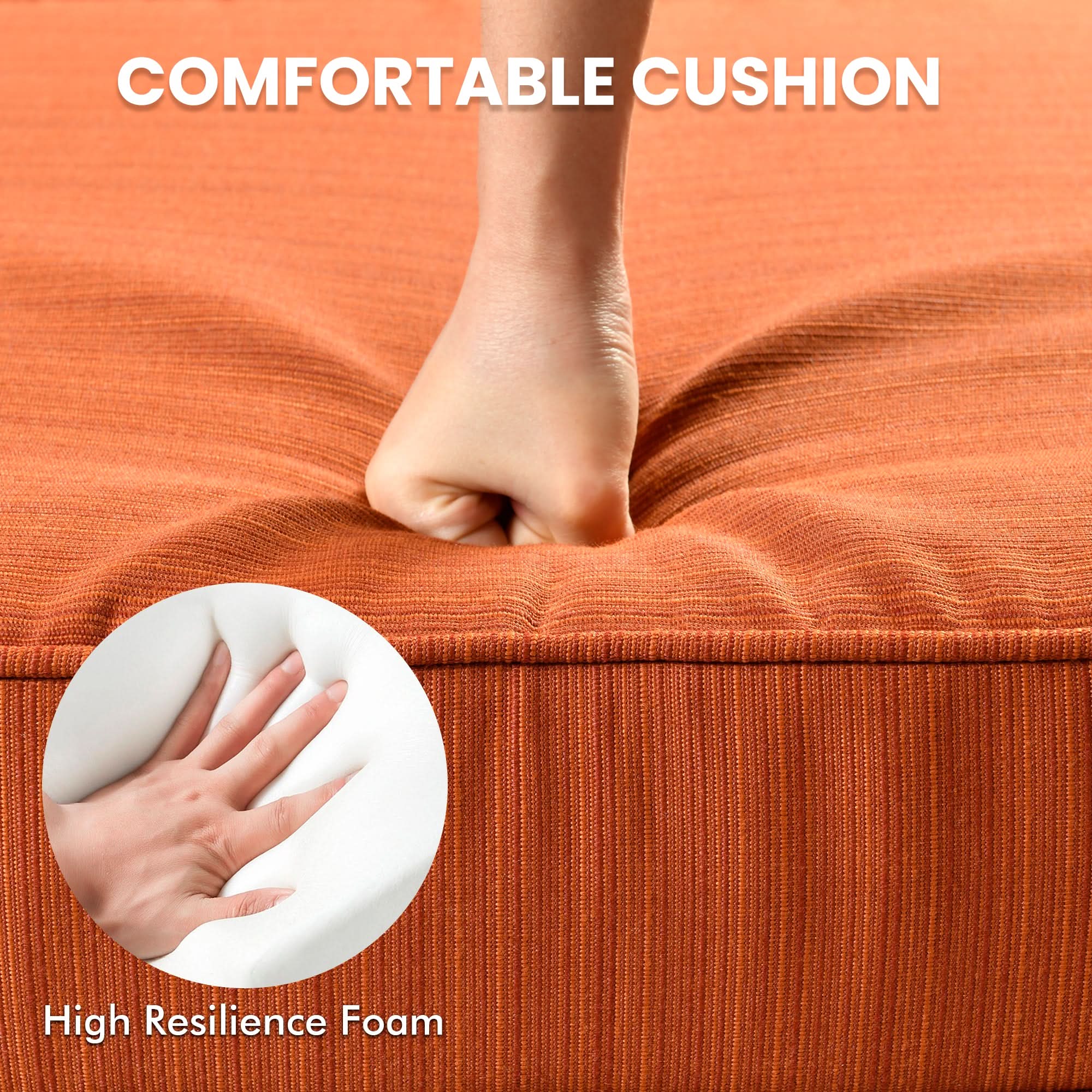 OVIOS VNC Series patio swivel chair orange cushion, featuring high resilience foam for comfort.#Color_Coffee Wicker Orange Red Cushion