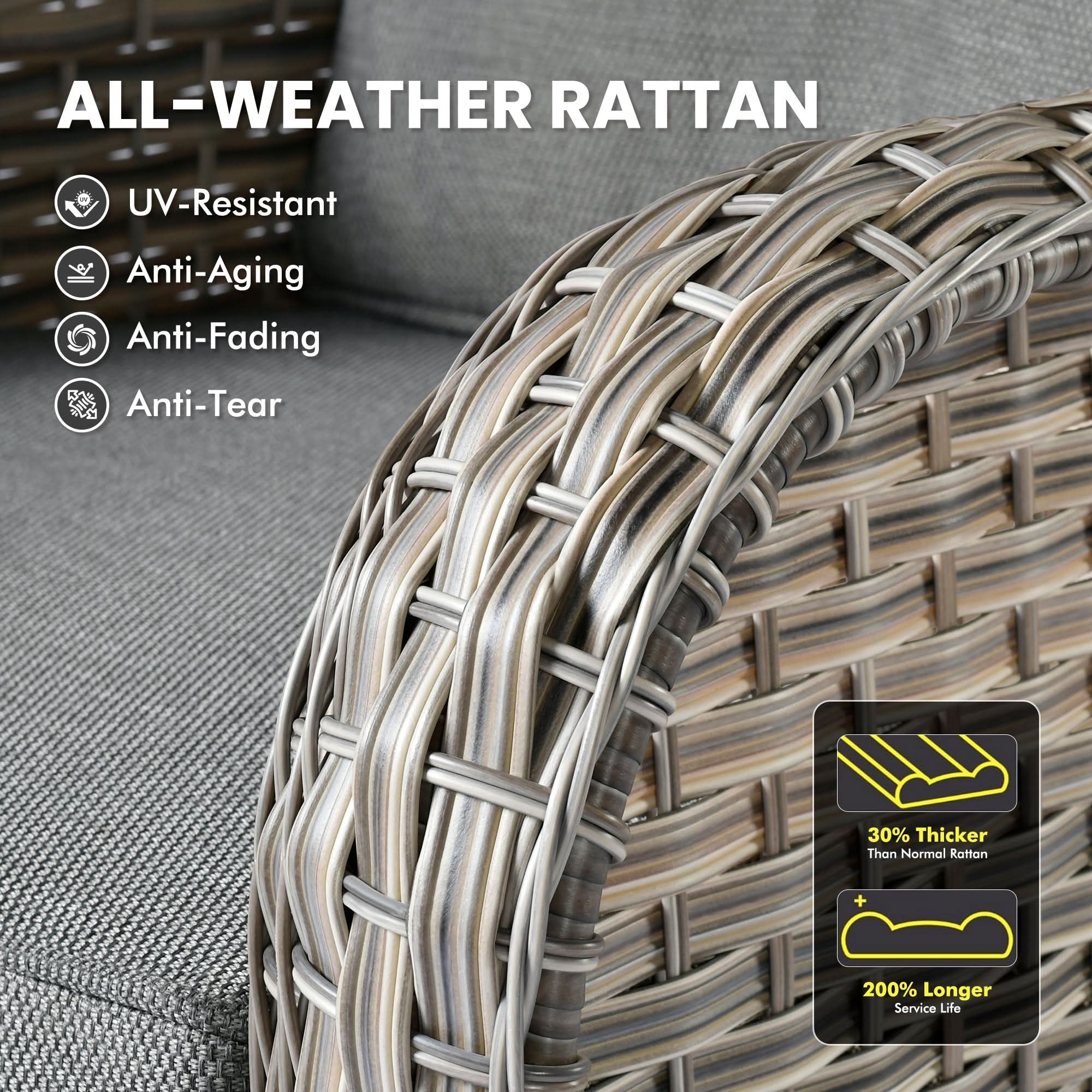 OVIOS VNC Series Patio Swivel Chair 3-Piece Set