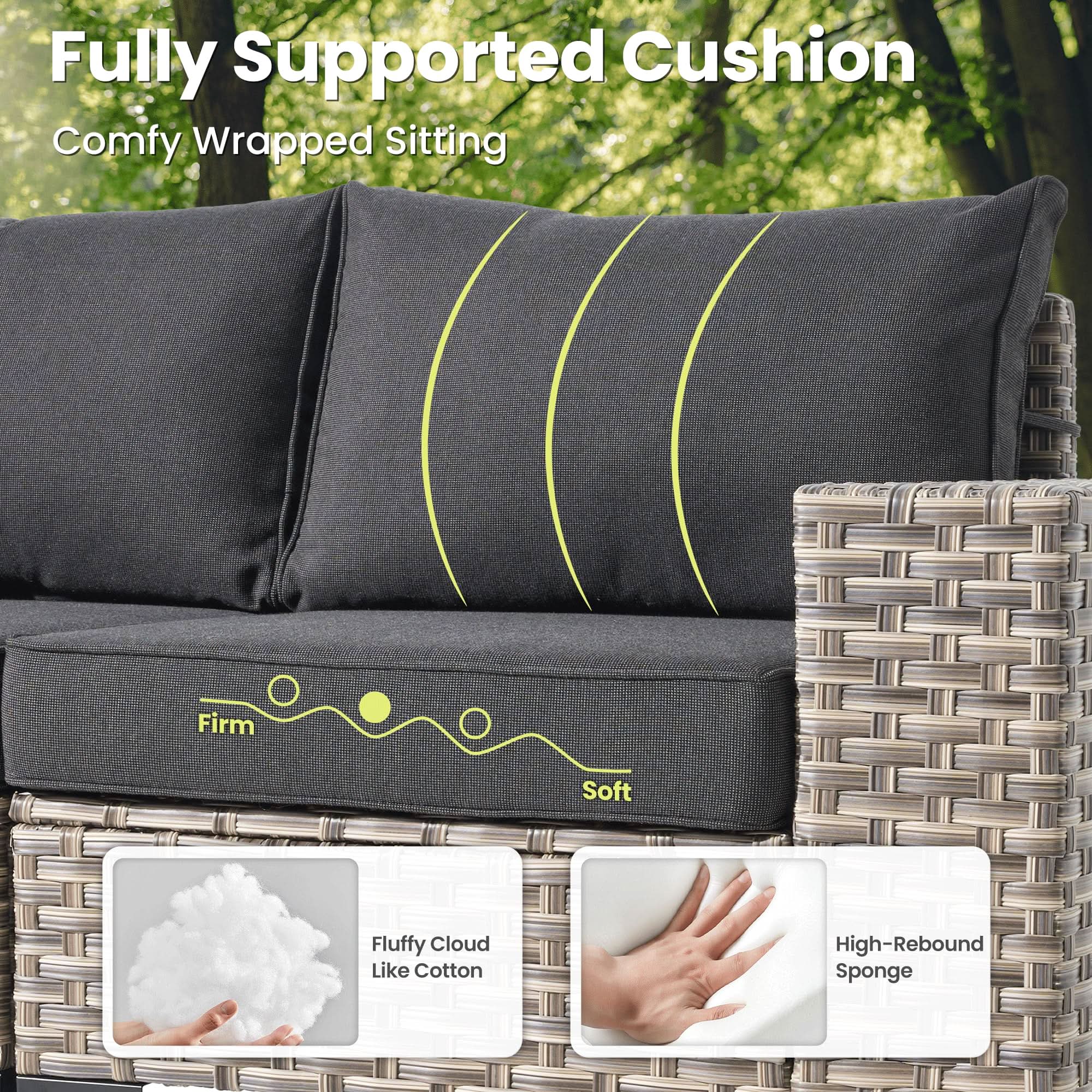 OVIOS 5 Pieces Patio Furniture Set Outdoor Sectional Sofa Couch with Comfy Cushions Deep Seat