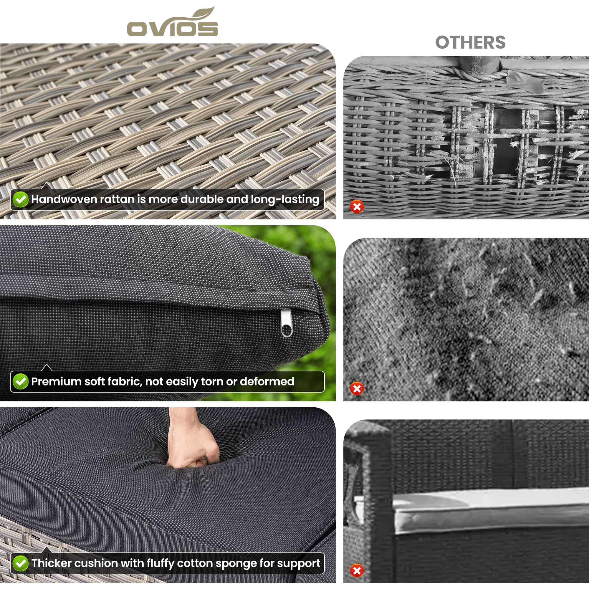 OVIOS 5 Pieces Patio Furniture Set Outdoor Sectional Sofa Couch with Comfy Cushions Deep Seat