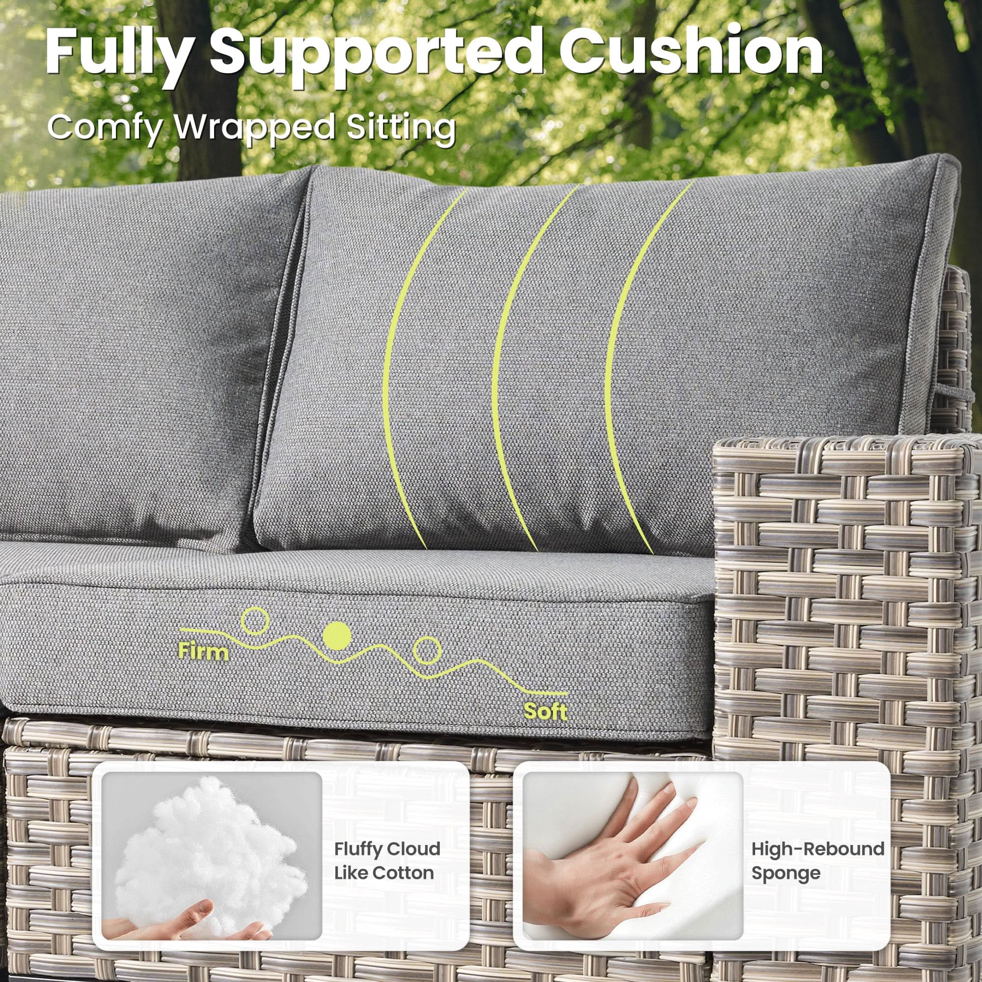 OVIOS 5 Pieces Patio Furniture Set Outdoor Sectional Sofa Couch with Comfy Cushions Deep Seat