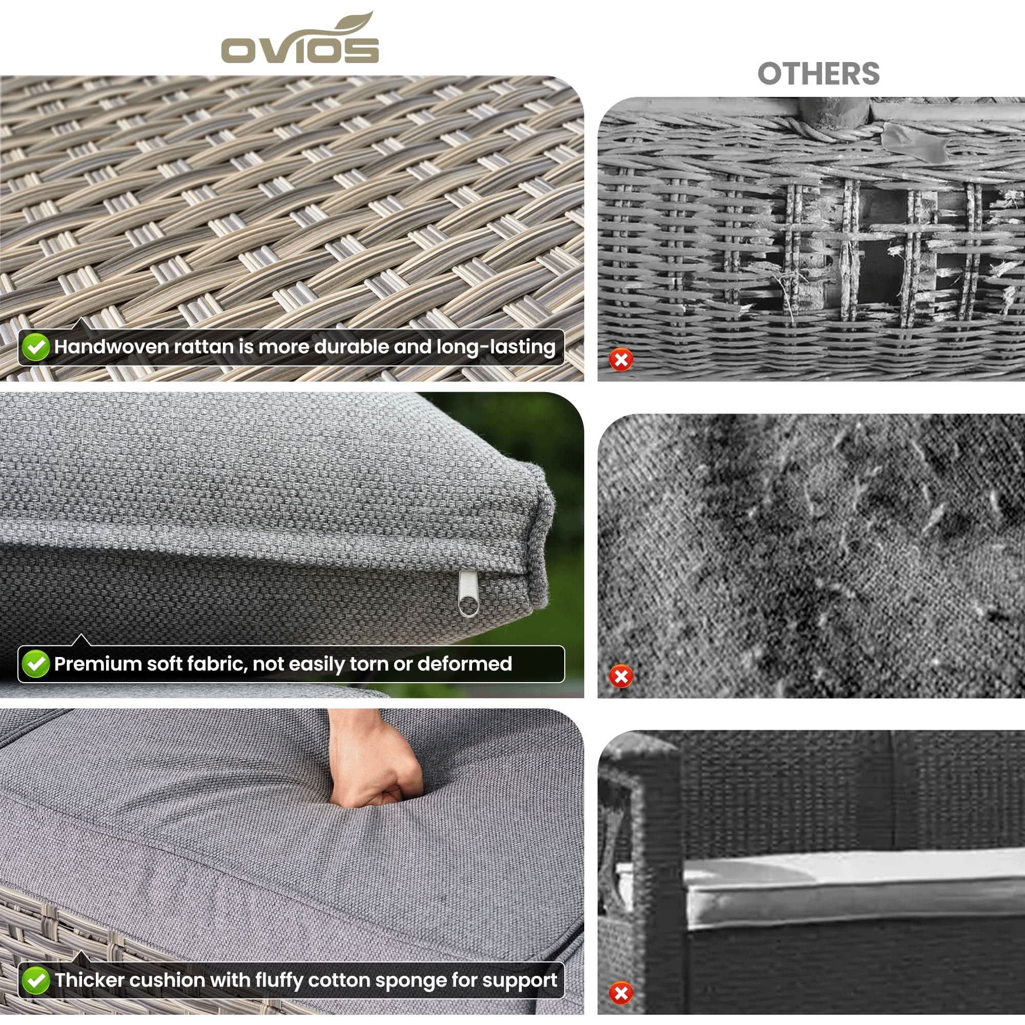 OVIOS 5 Pieces Patio Furniture Set Outdoor Sectional Sofa Couch with Comfy Cushions Deep Seat