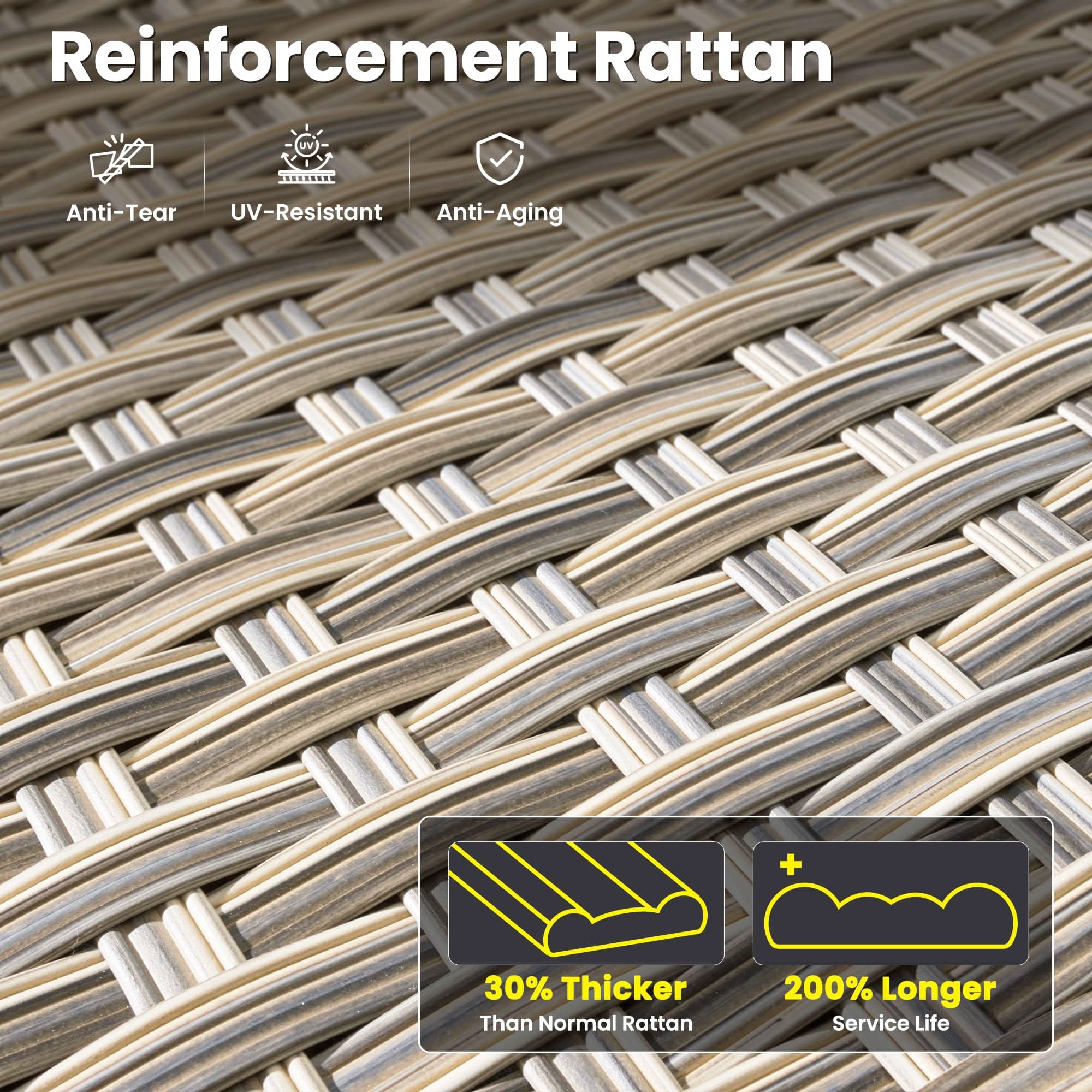 OVIOS 5 Pieces Patio Furniture Set Outdoor Sectional Sofa Couch with Comfy Cushions Deep Seat