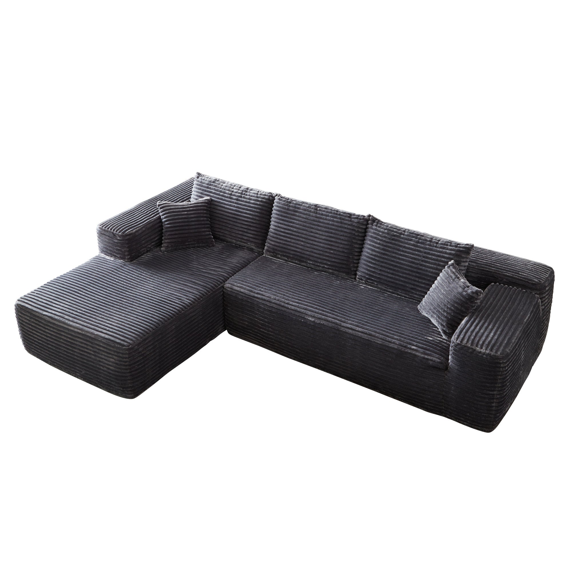 Ovios 104" L-Shape Modular Couch with Chaise, Plush Corduroy Fabric, No Assembly Required
