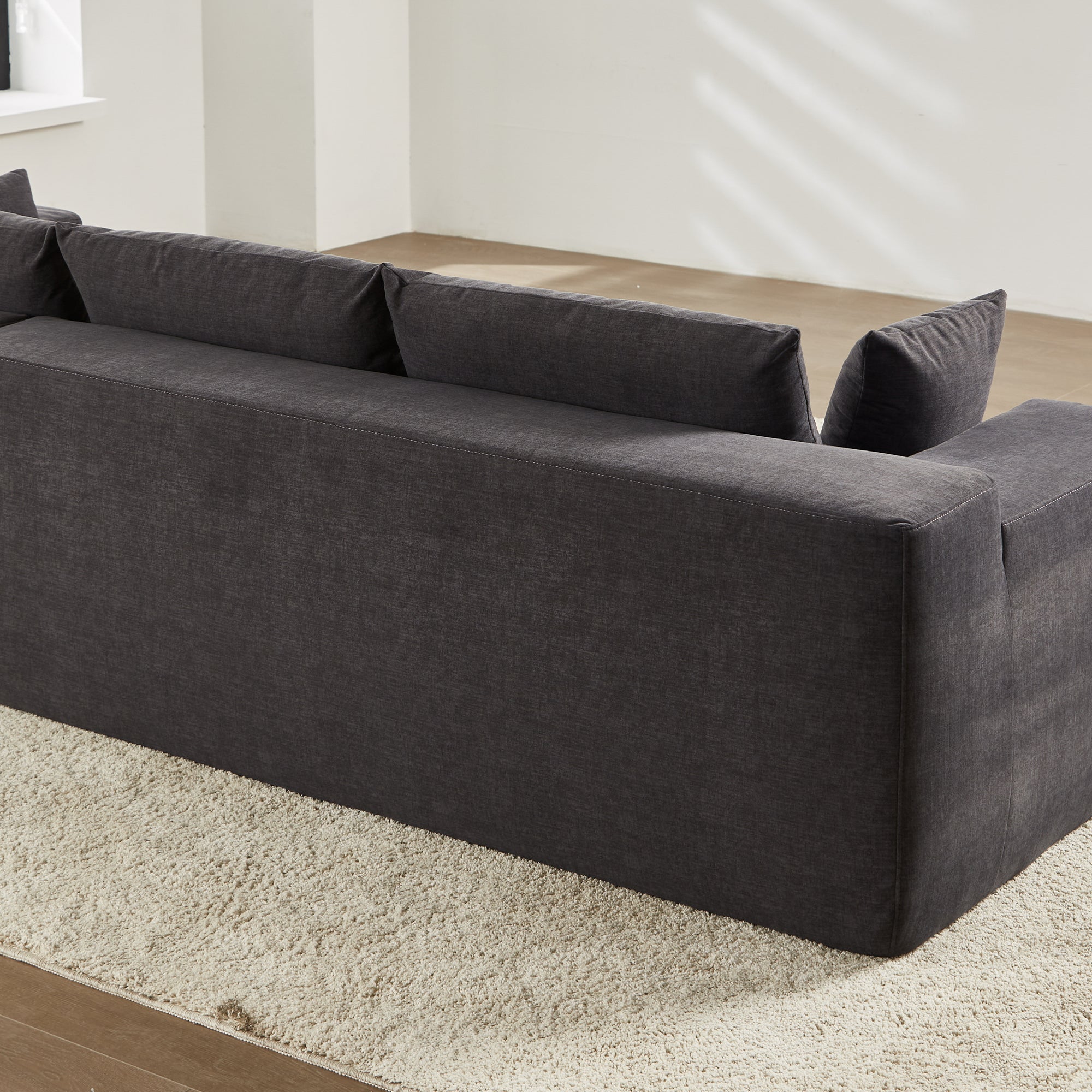 Ovios 104" L-Shape Modular Couch with Chaise, Chenille Fabric, No Assembly Required