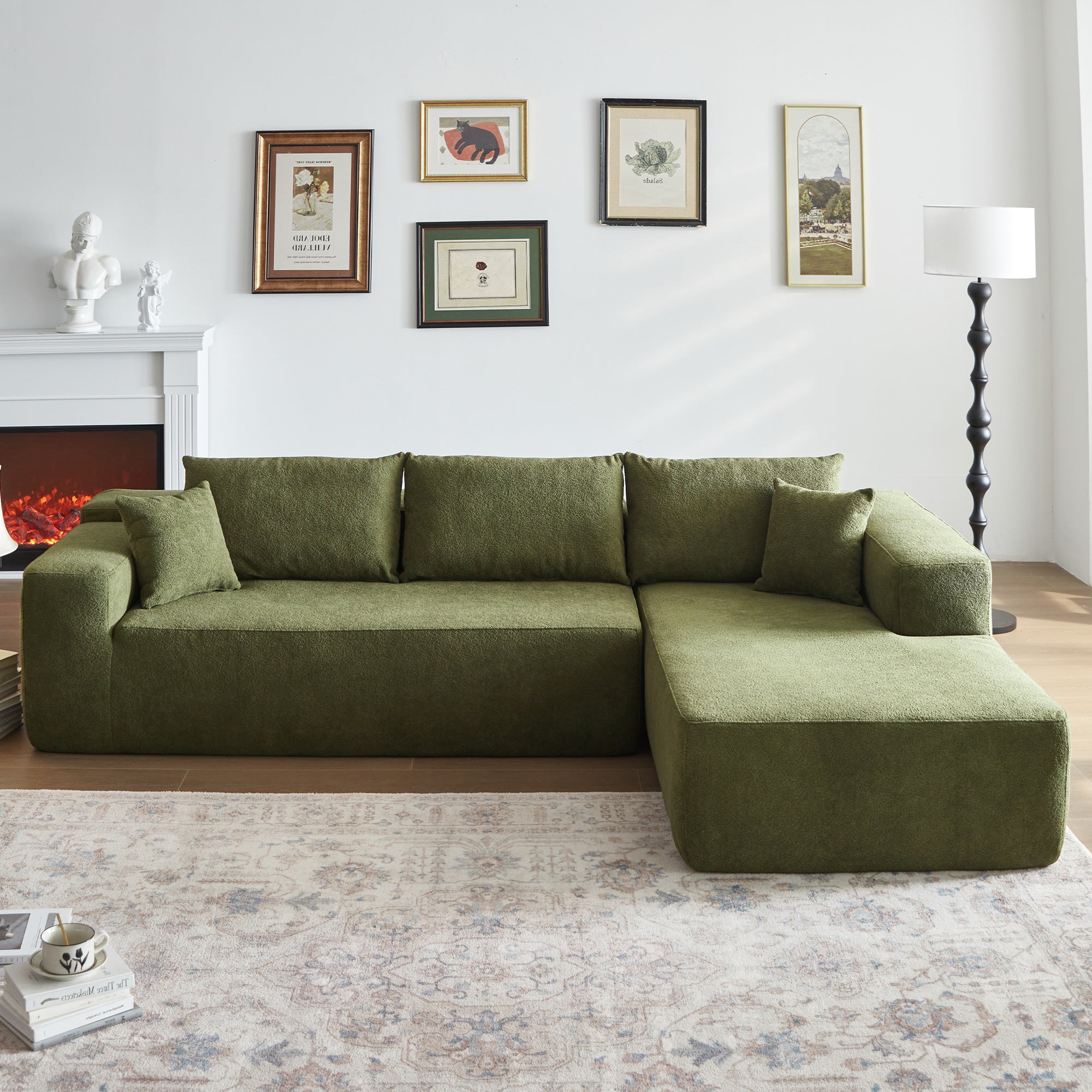 #Color_Green Cloud Velvet|#Style_Right Chaise