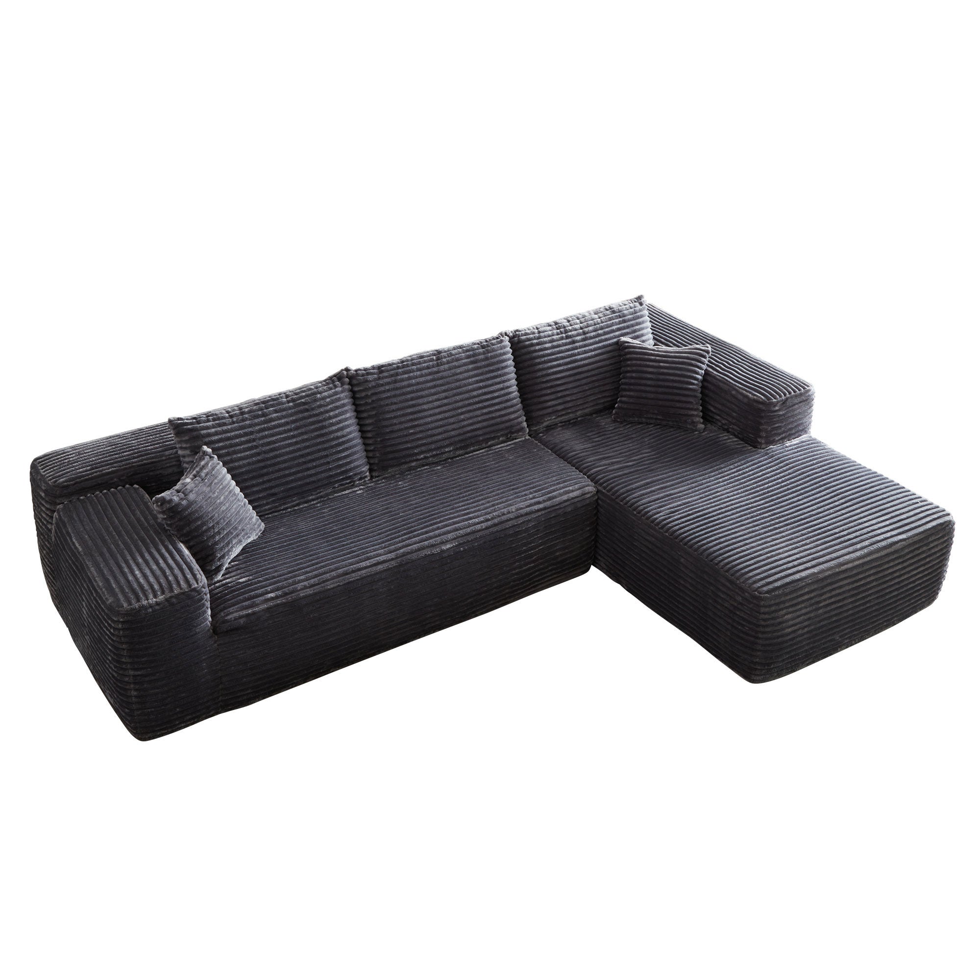 Ovios 104" L-Shape Modular Couch with Chaise, Plush Corduroy Fabric, No Assembly Required