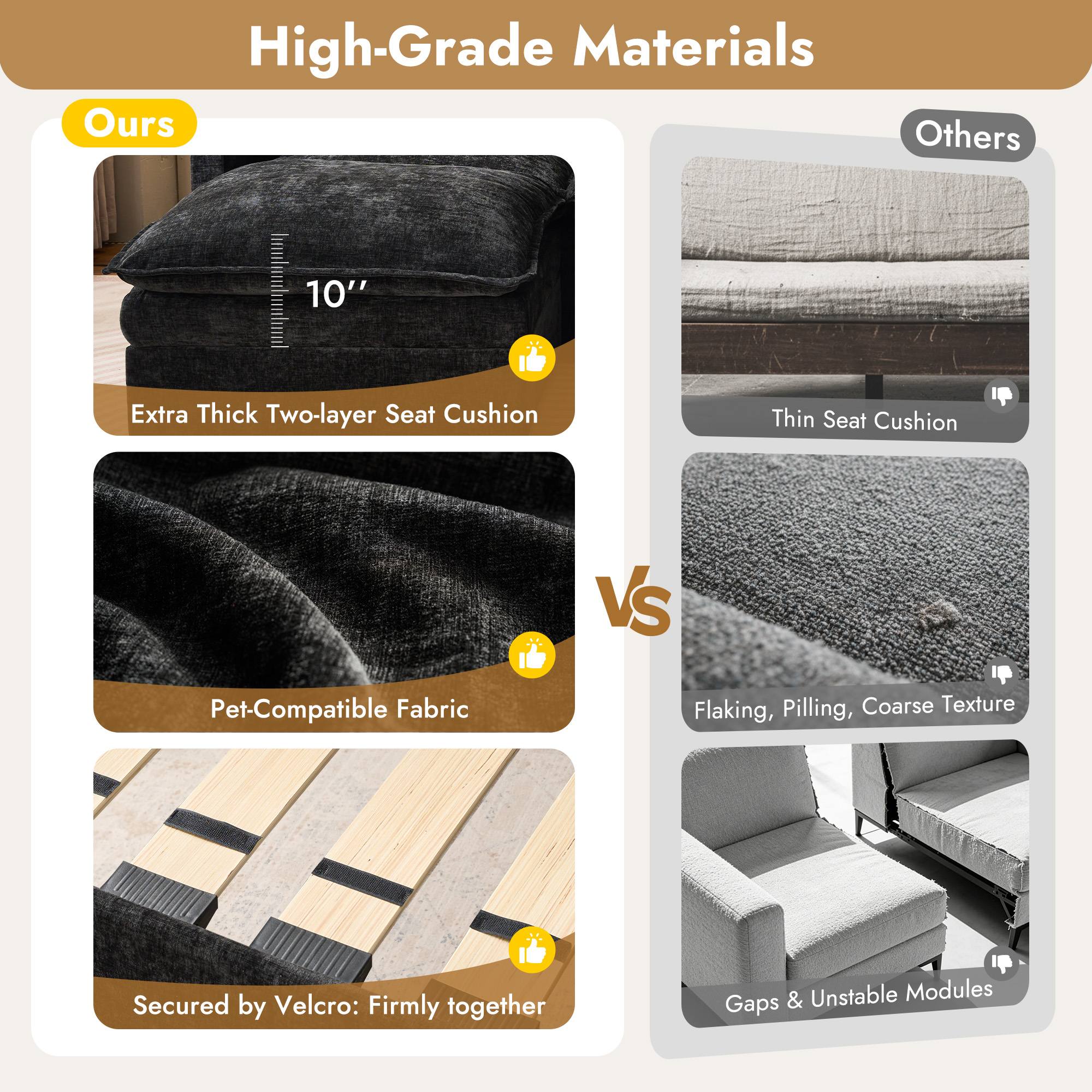 OVIOS Chenille Modular Sectional Sofa with Ottoman, Free Combination