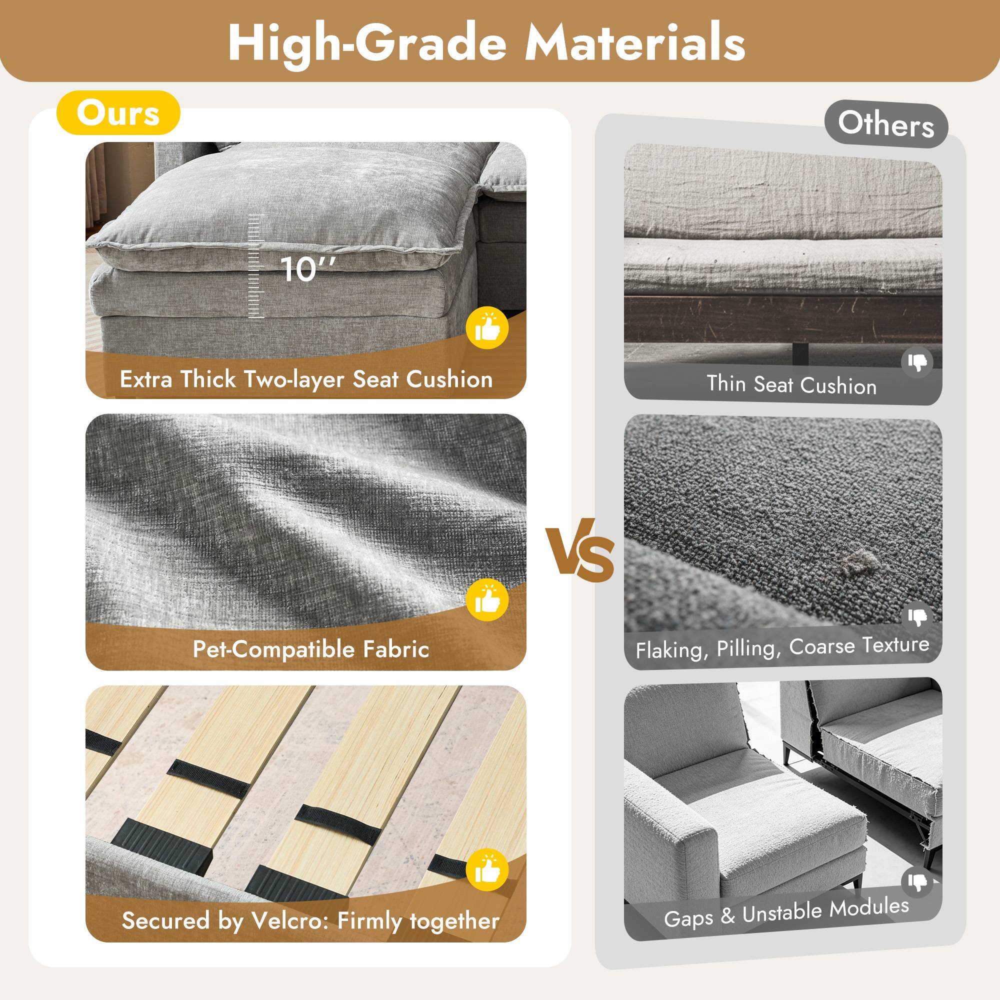 OVIOS Chenille Modular Sectional Sofa with Ottoman, Free Combination