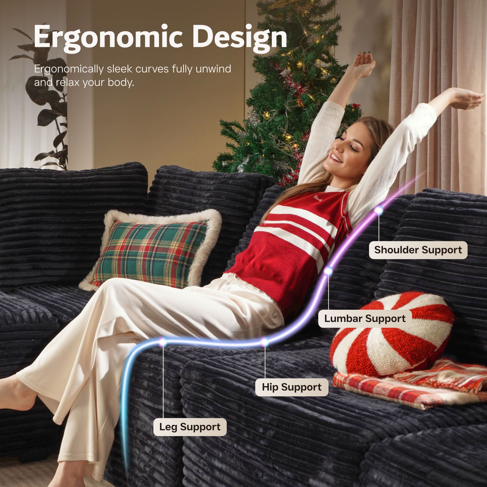 OVIOS Modular Sectional Sofa Couch with Oversized Chaise