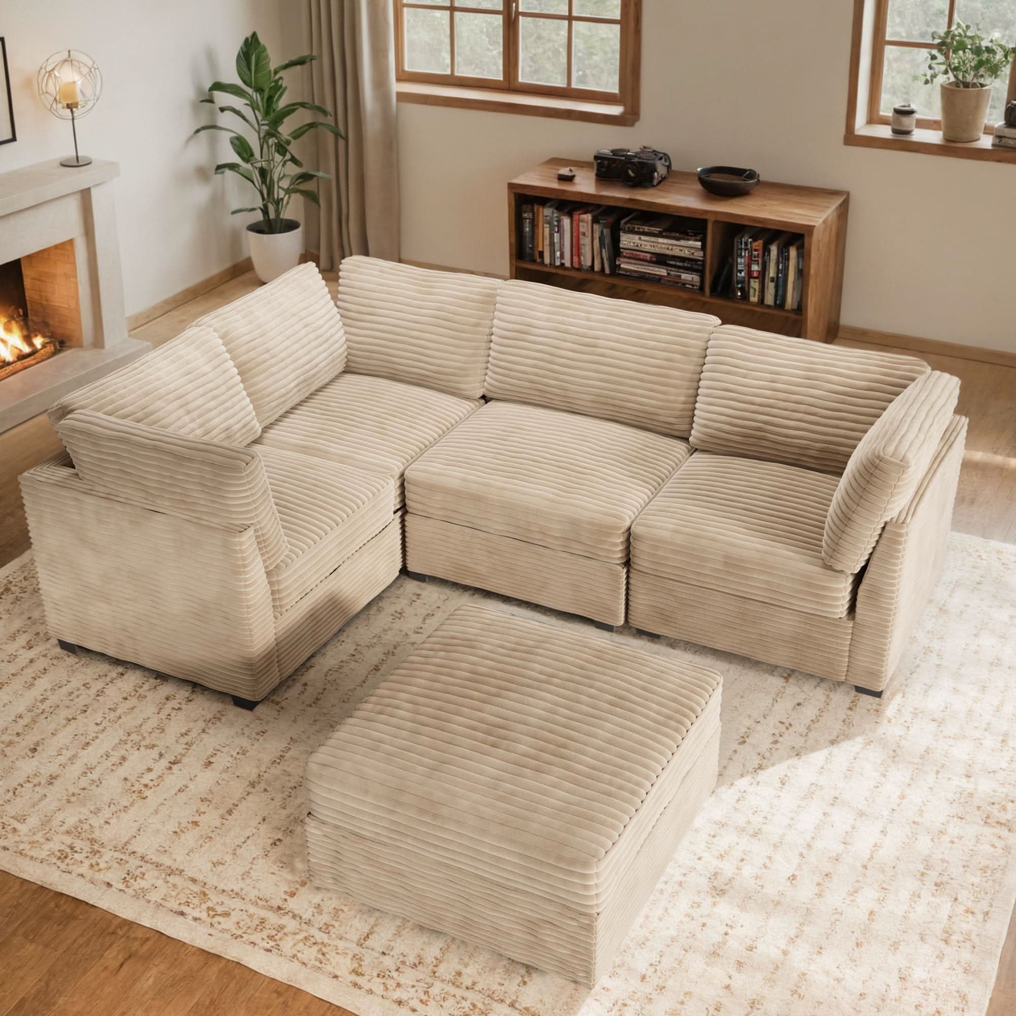 OVIOS 98" Modular Sectional Sofa Couch, L-Shaped Minimalist Couches with Sofa Bed Chaise